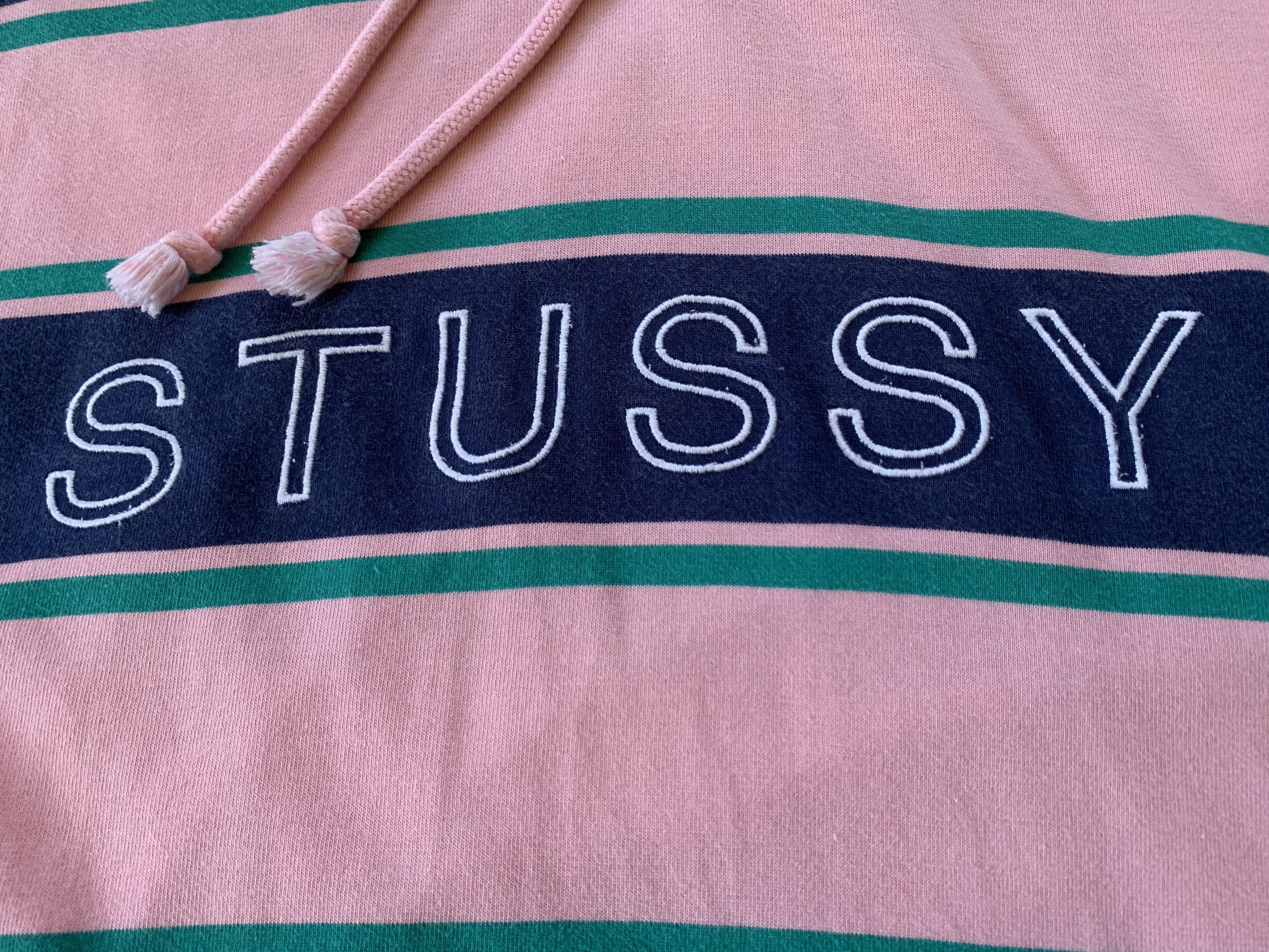 Stussy × Vintage Vintage Stussy Striped Hooded Long Sleeve Tee Size US S / EU 44-46 / 1 - 5 Thumbnail