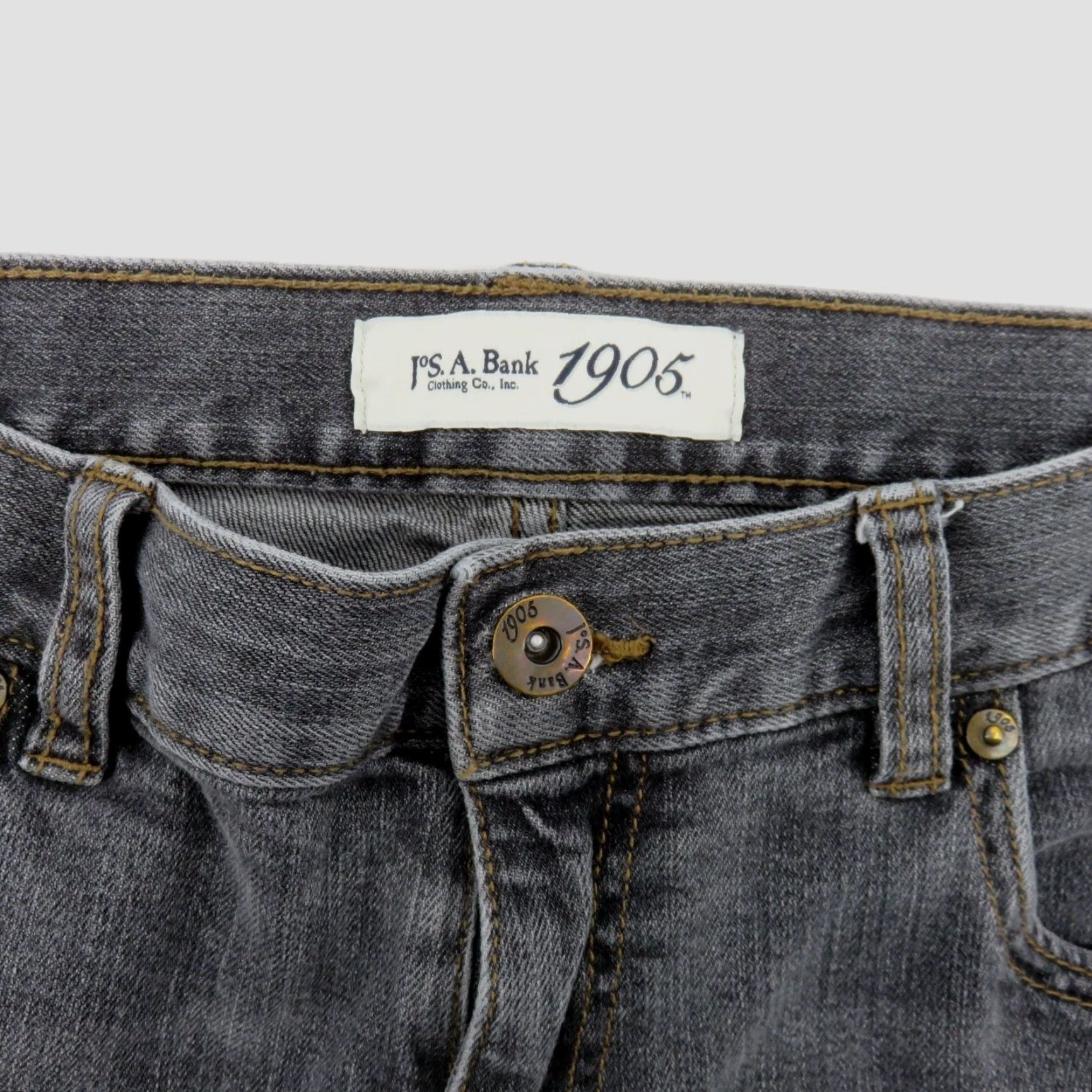 Vintage Jos A Bank Men Denim Jeans 34W 32L Tailored Fit Gray Cotton Blend 5-Pocket Design Straight Jeans Men Size US 34 / EU 50 - 7 Thumbnail