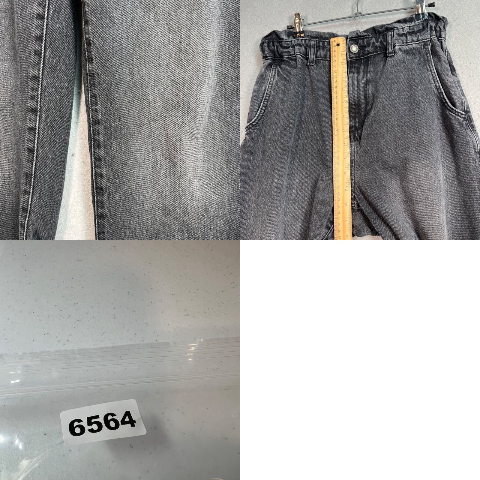 Zara VINTAGE Zara Womens High-Waisted Elastic Paperbag Jeans Washed Black Size 4 Size 27" / US 4 / IT 40 - 8 Thumbnail