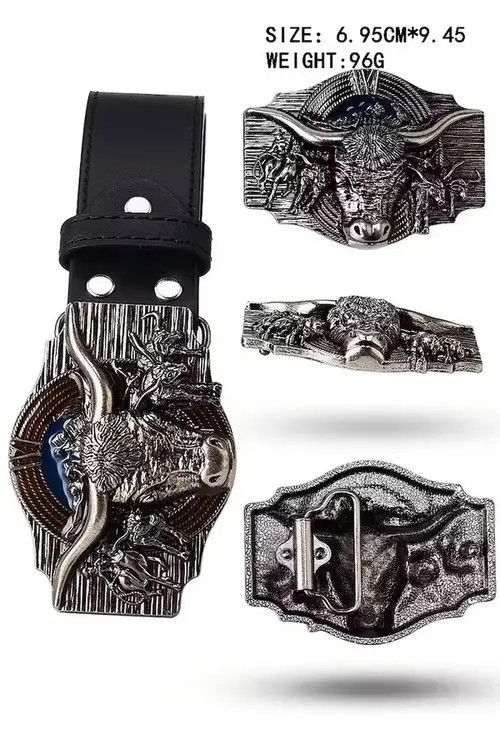 Other 115cm Length Skull Bull Ox Horn Belt Size ONE SIZE - 2 Thumbnail