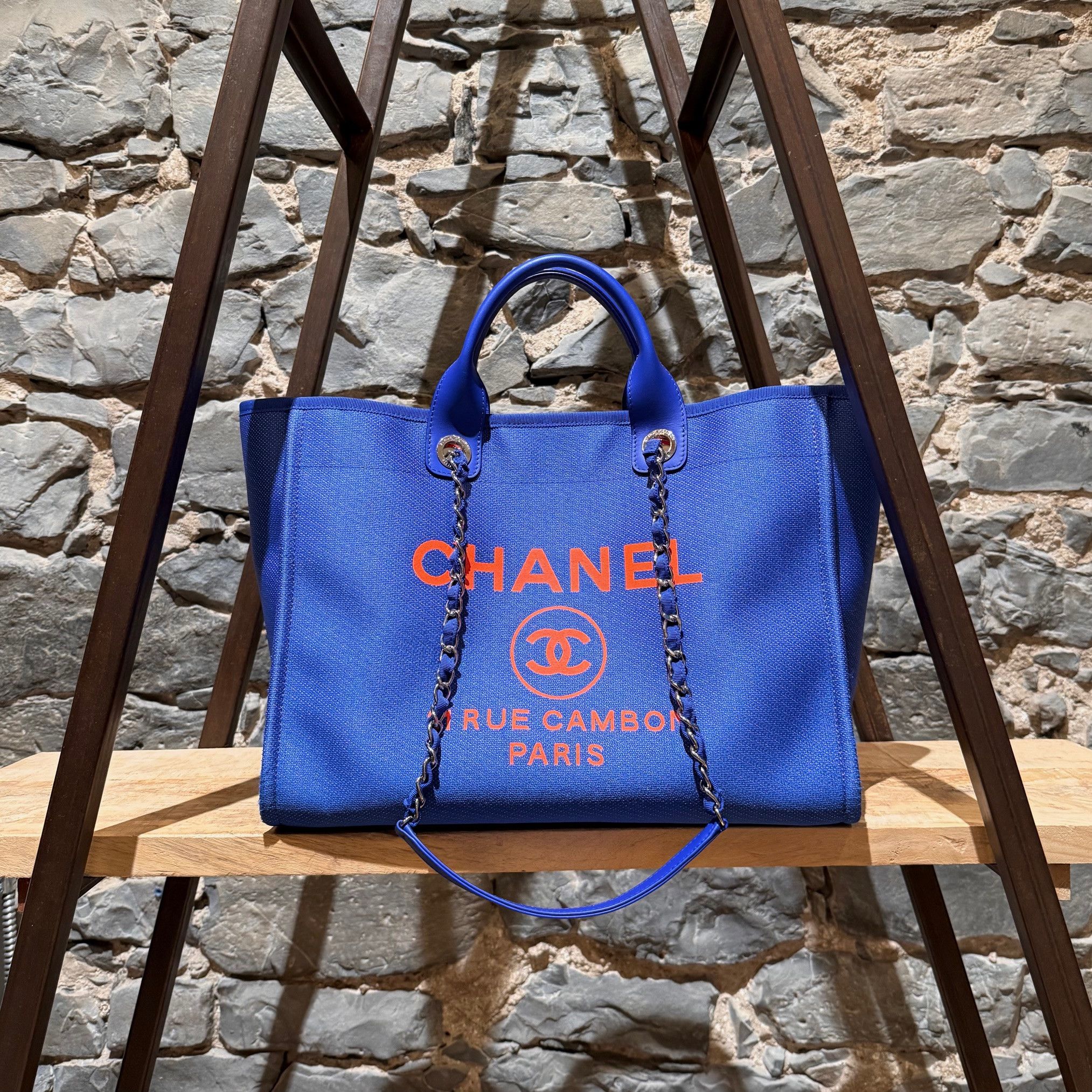 Chanel Ss21 Electric Blue Orange Medium Deauville Tote Bag, Women's