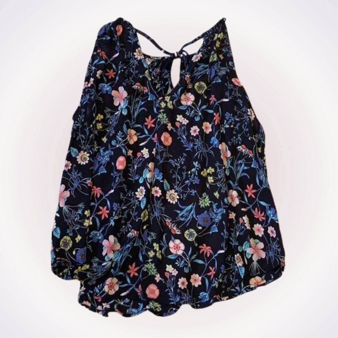Other Blue Rain Floral High Neck Swing Tank Top | Sz S Size S / US 4 / IT 40 - 1 Thumbnail