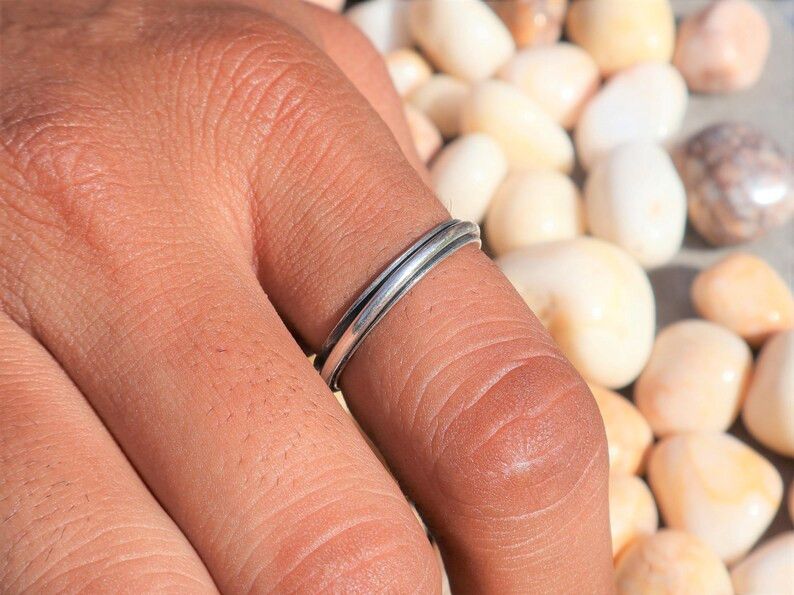 Handmade Spinner Ring, 925 Silver Promise Ring, Handmade Boho Jewelry Size ONE SIZE - 1 Thumbnail