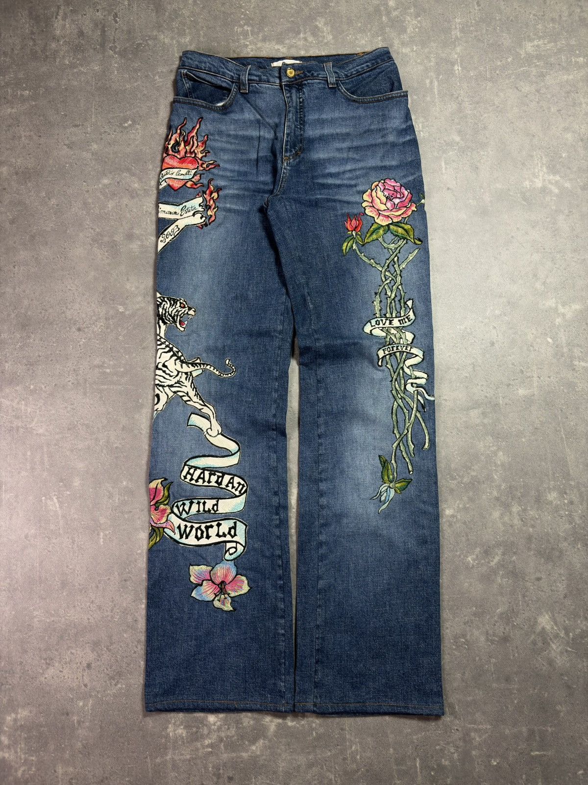 Roberto Cavalli SS03 Roberto Cavalli Tattoo Denim Jeans 30 32 Rare 00s Size US 30 / EU 46 - 1 Thumbnail