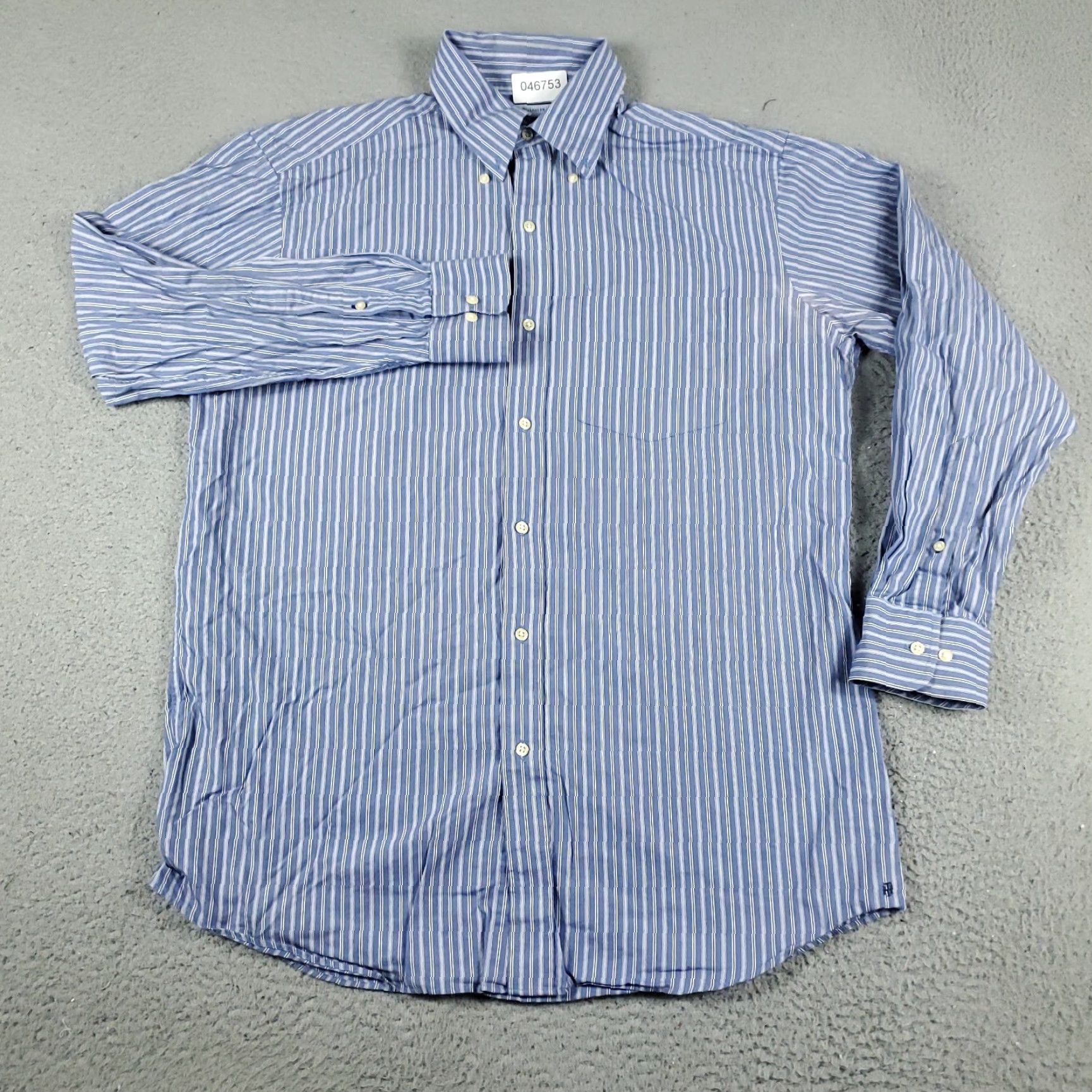 Tommy Hilfiger Tommy Hilfiger Shirt Mens Medium Blue Striped Button-Up Long Sleeve Cotton, Casual Workwear Regular Logo Size US M / EU 48-50 / 2 - 2 Thumbnail