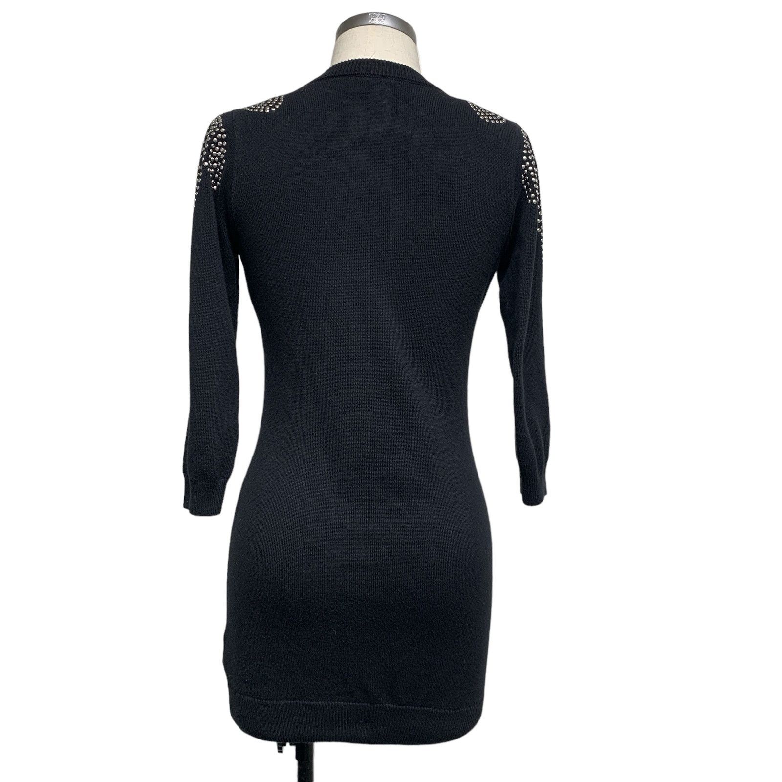 H&M H&M Womens Size 6 Black Knit Studded Shoulder Mini Dress Size M / US 6-8 / IT 42-44 - 5 Thumbnail