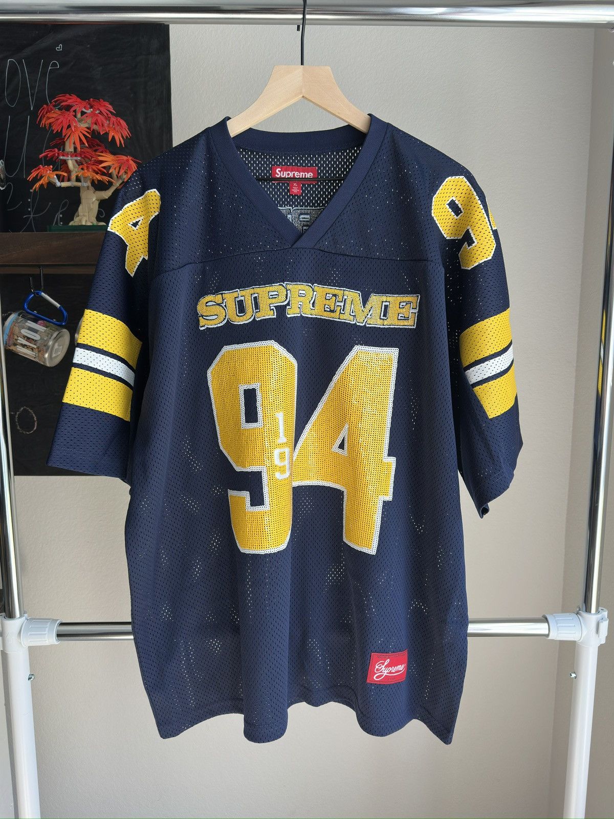 Supreme Sequin Football Jersey Navy Size US XL / EU 56 / 4 - 1 Thumbnail