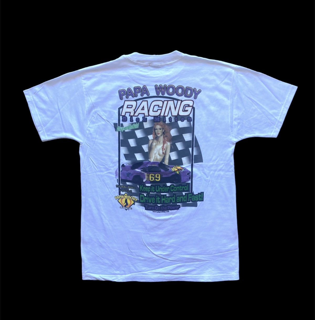 Vintage Vintage Deadstock 1998 Pappa Woodys condoms Racing promo tee Size US L / EU 52-54 / 3 - 4 Thumbnail