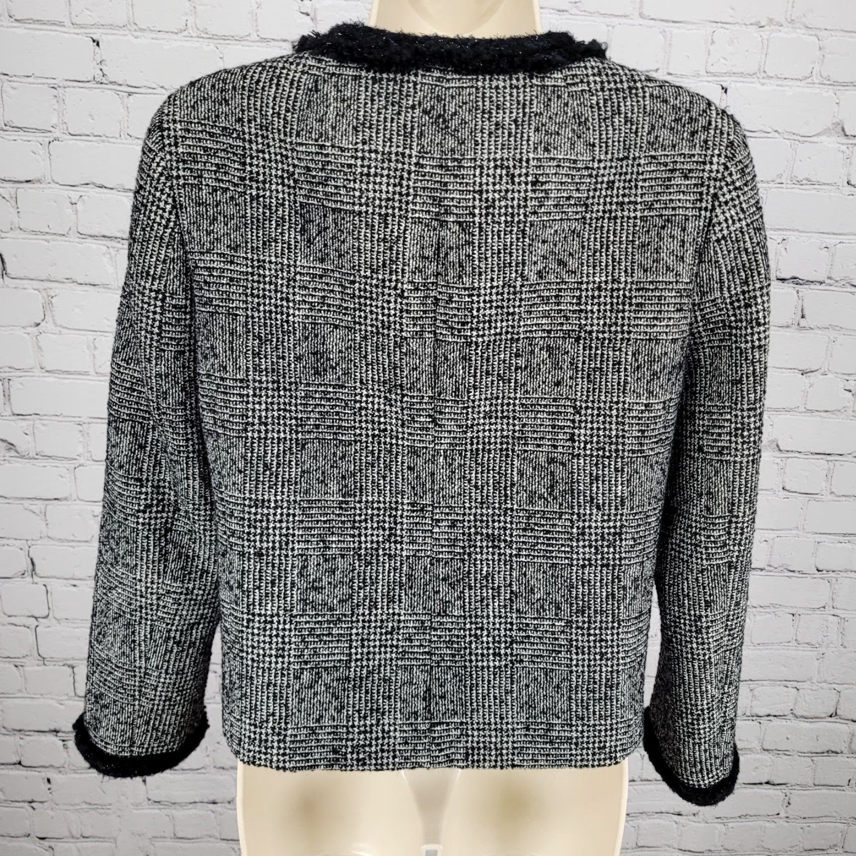 J.Crew J.Crew Black White Wool Blend Tweed Lined Jacket Size 6 Short Sleeve Womens Size M / US 6-8 / IT 42-44 - 2 Thumbnail