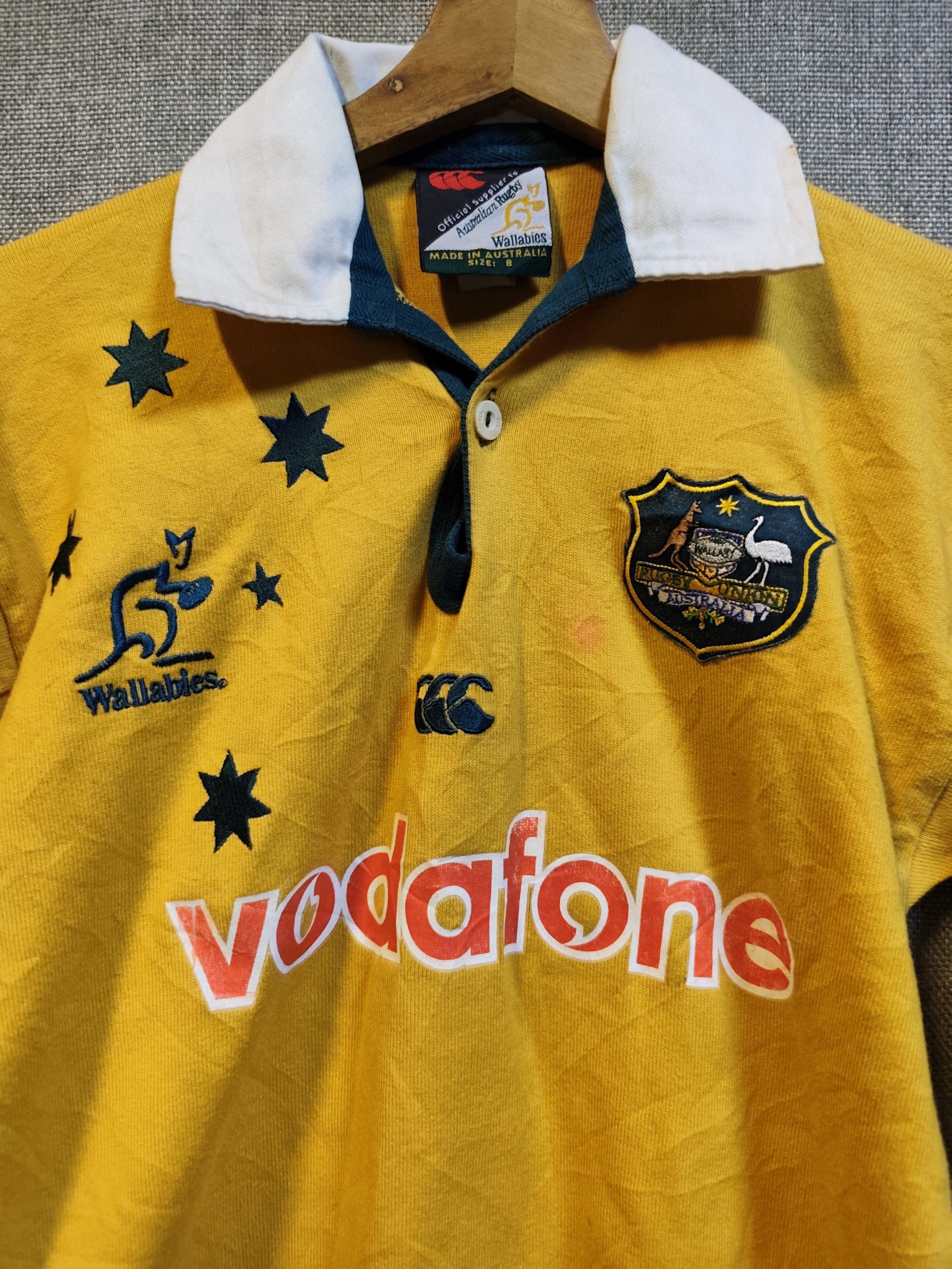 Canterbury of New Zealand Vtg 90s Canterbury Wallabies Kids Rugby Shirt Vodafone Size US XS / EU 42 / 0 - 4 Thumbnail