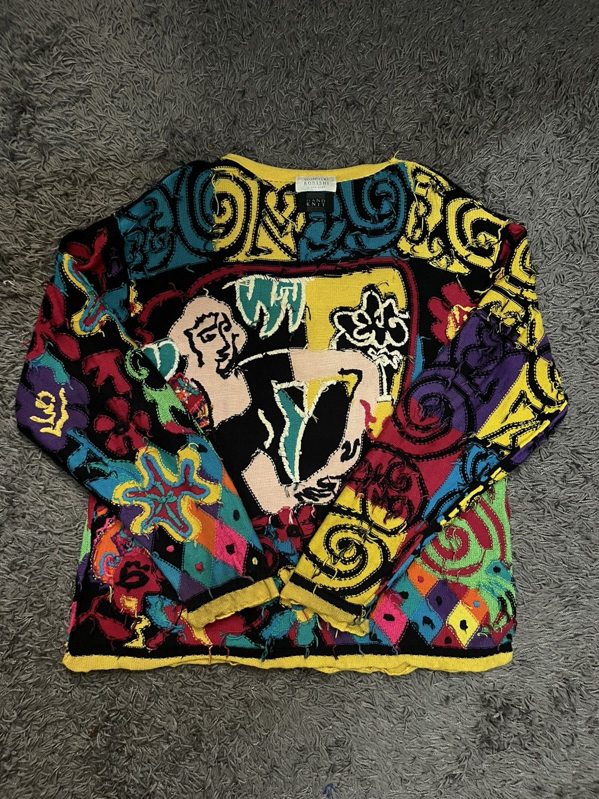 Yoshiyuki Konishi 1990s hand knit bold abstract artwork #D1 Size US L / EU 52-54 / 3 - 7 Thumbnail