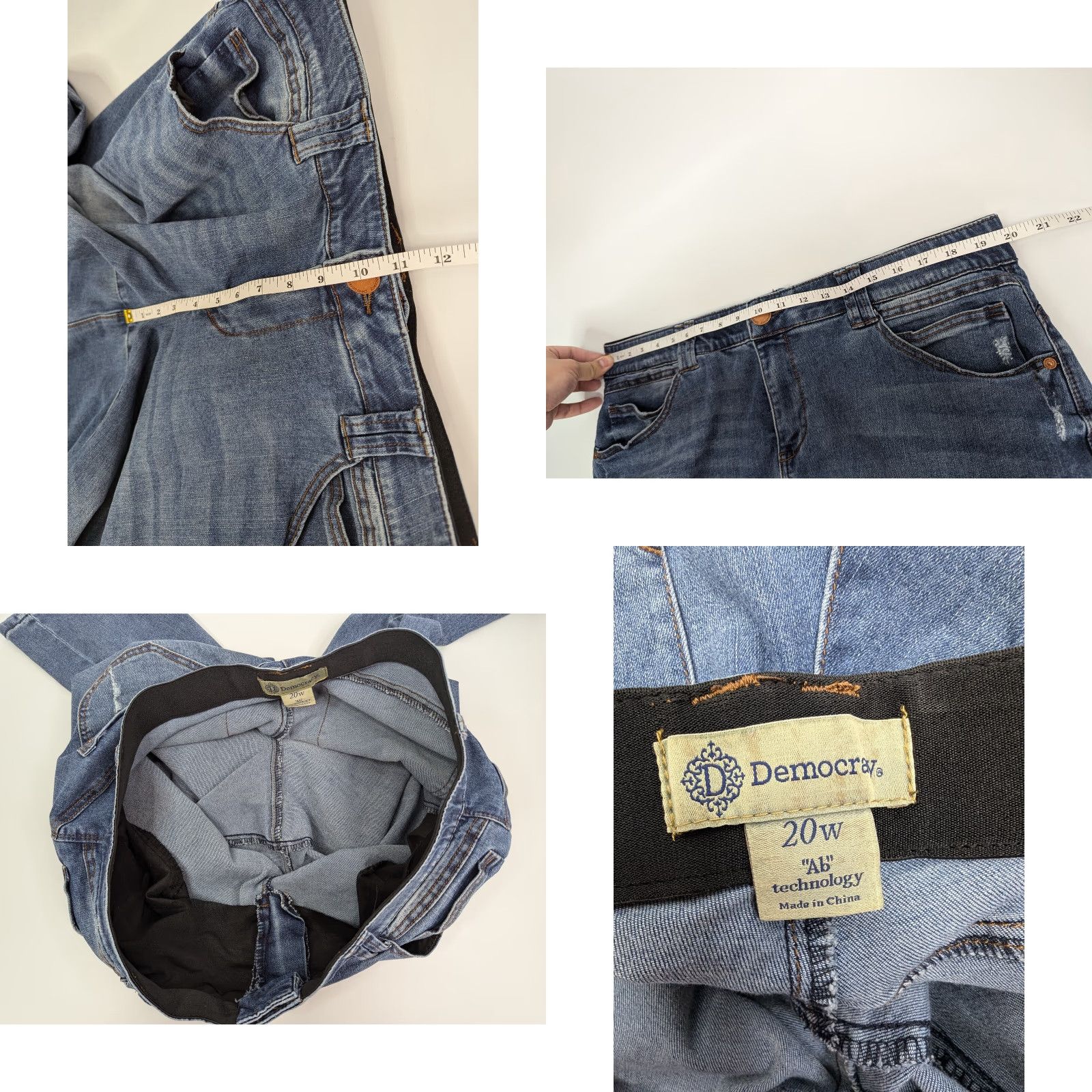 Vintage Democracy Slimming Jeans Skinny High Rise 20W Blue Denim Jeans Women Distressed Size 42" / US 20 - 8 Thumbnail