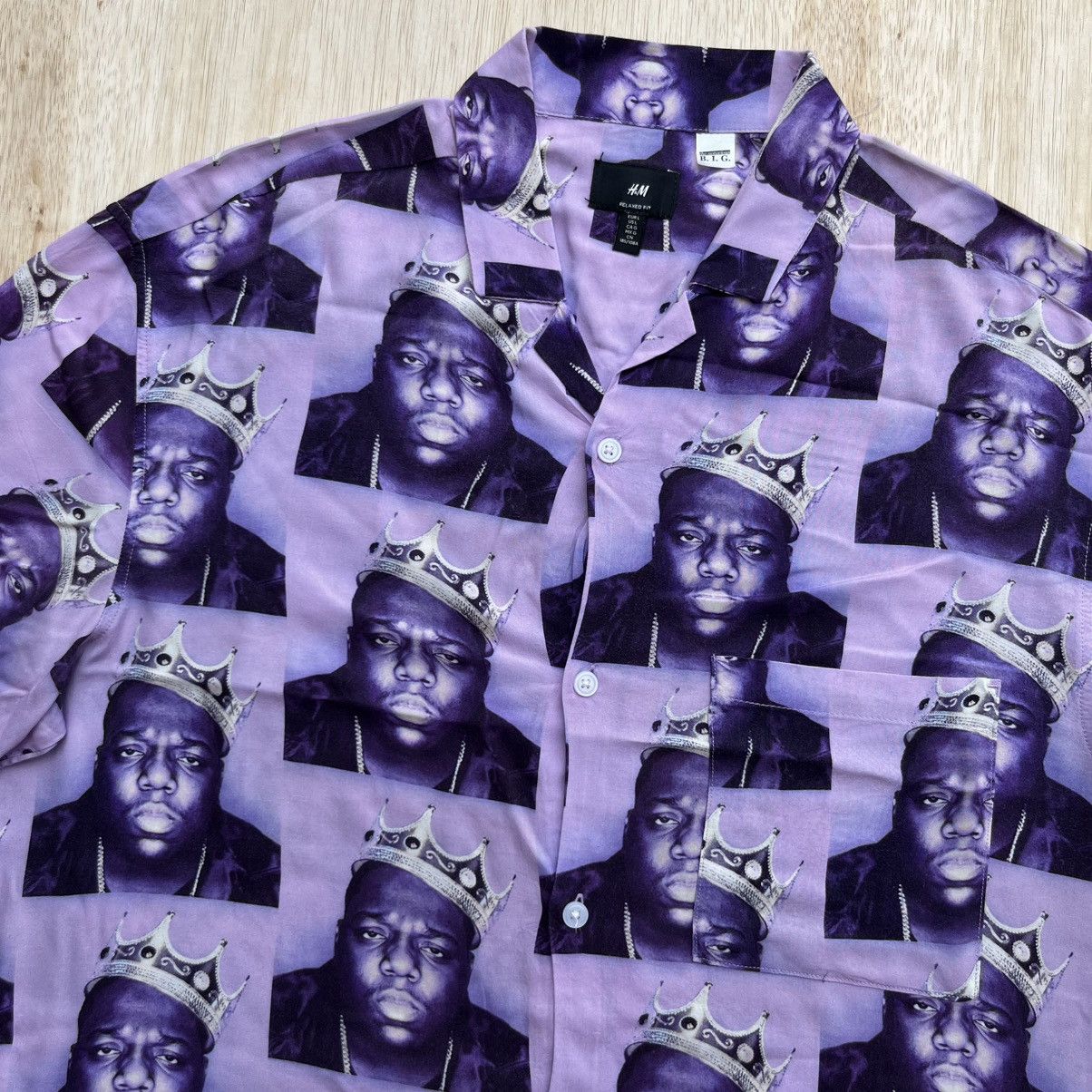 Eminem THE NOTORIUS BIG OPEN COLLAR SHIRT HIP HOP AOP Size US L / EU 52-54 / 3 - 2 Thumbnail