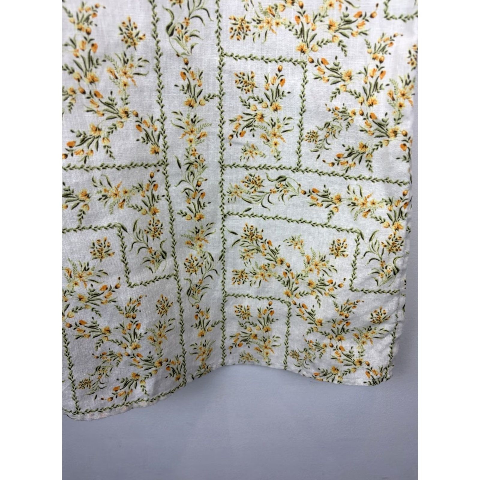 Joie Joie Linen Floral Maxi Skirt XL Large Pockets Yellow Cottagecore Prairie Size 40" / US 18 - 3 Thumbnail
