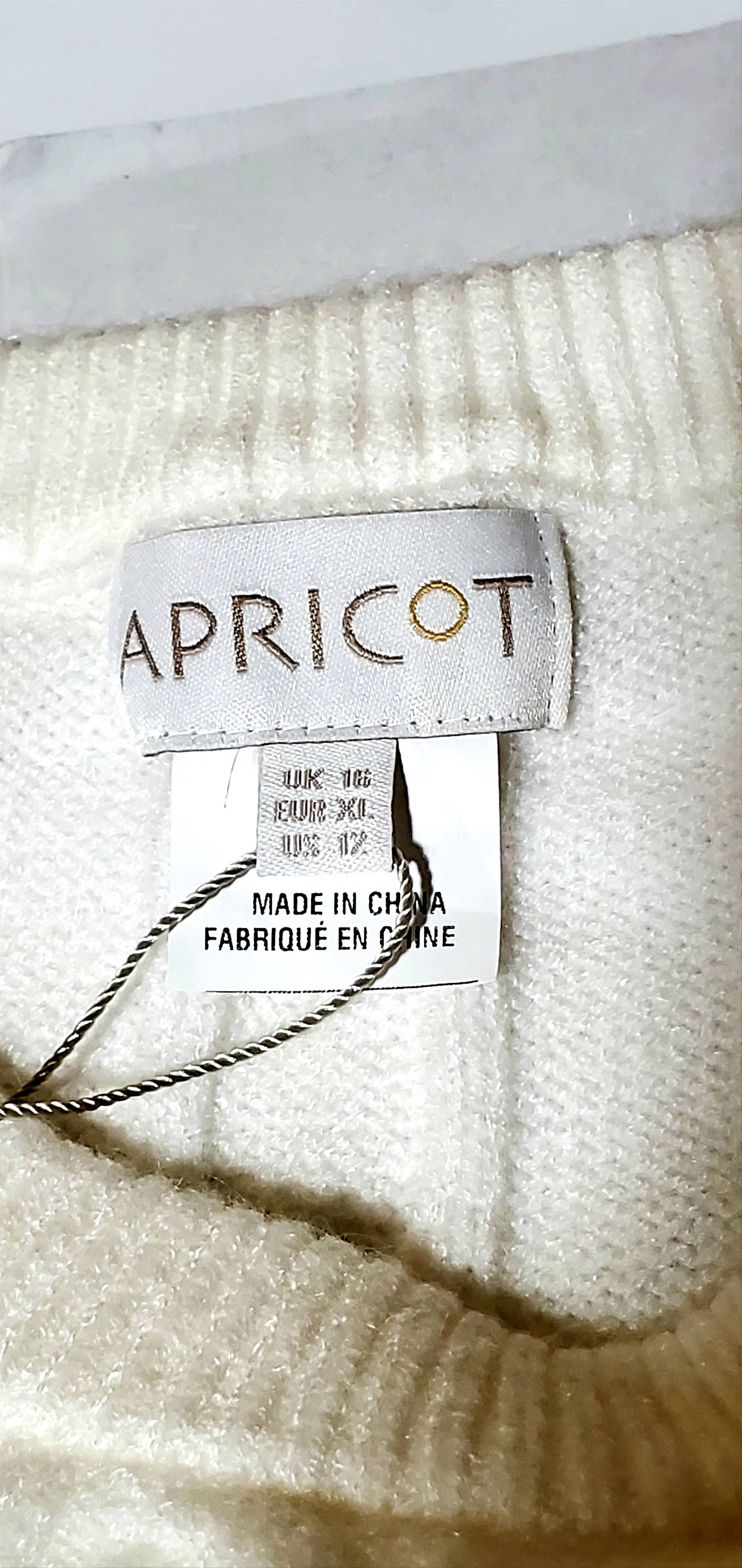 Other Apricot White Cable Knit Crewneck Sweater Women’s 12 NWT Size XL / US 12-14 / IT 48-50 - 3 Thumbnail