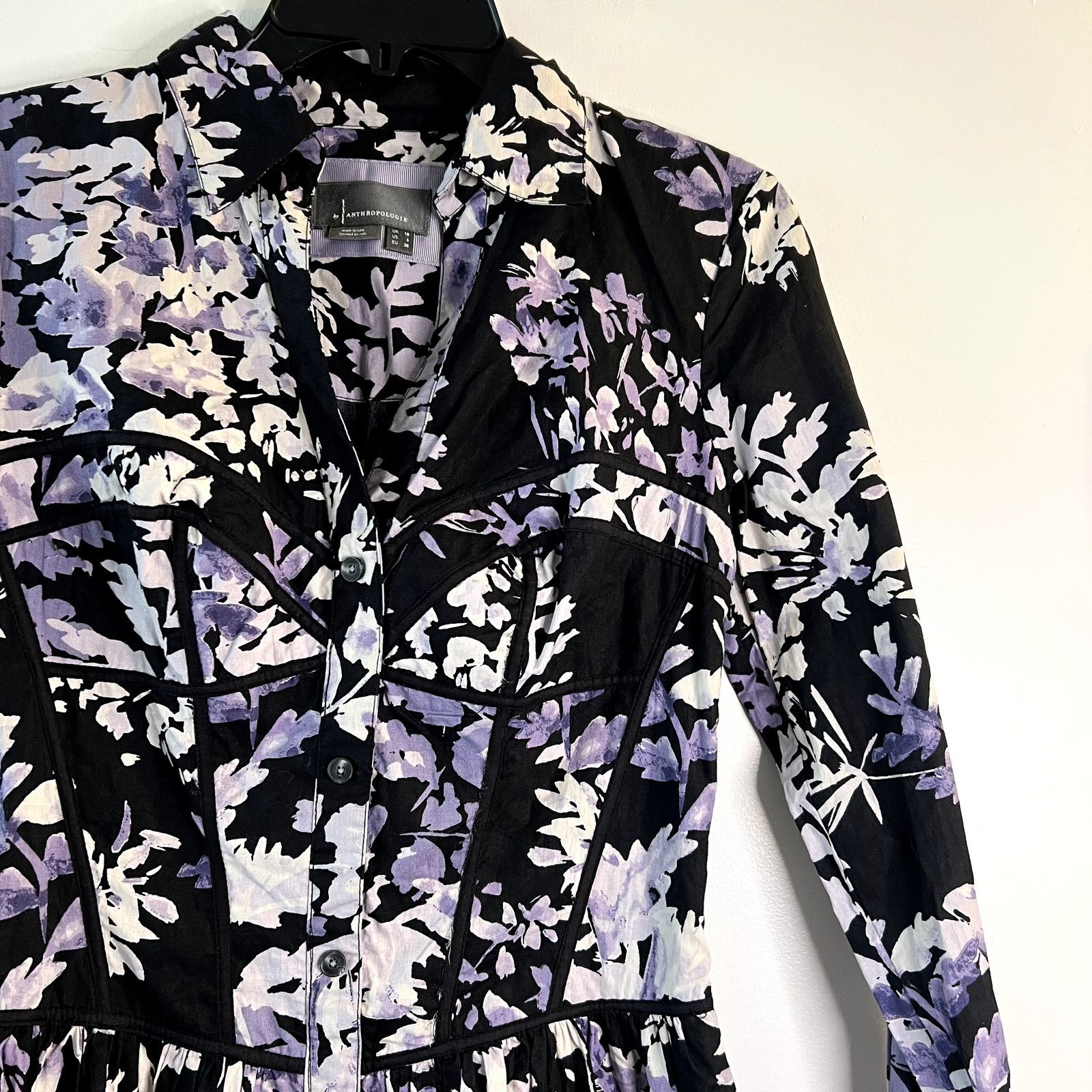Anthropologie Anthropologie Purple Black Floral Corset dress Size S / US 4 / IT 40 - 6 Thumbnail