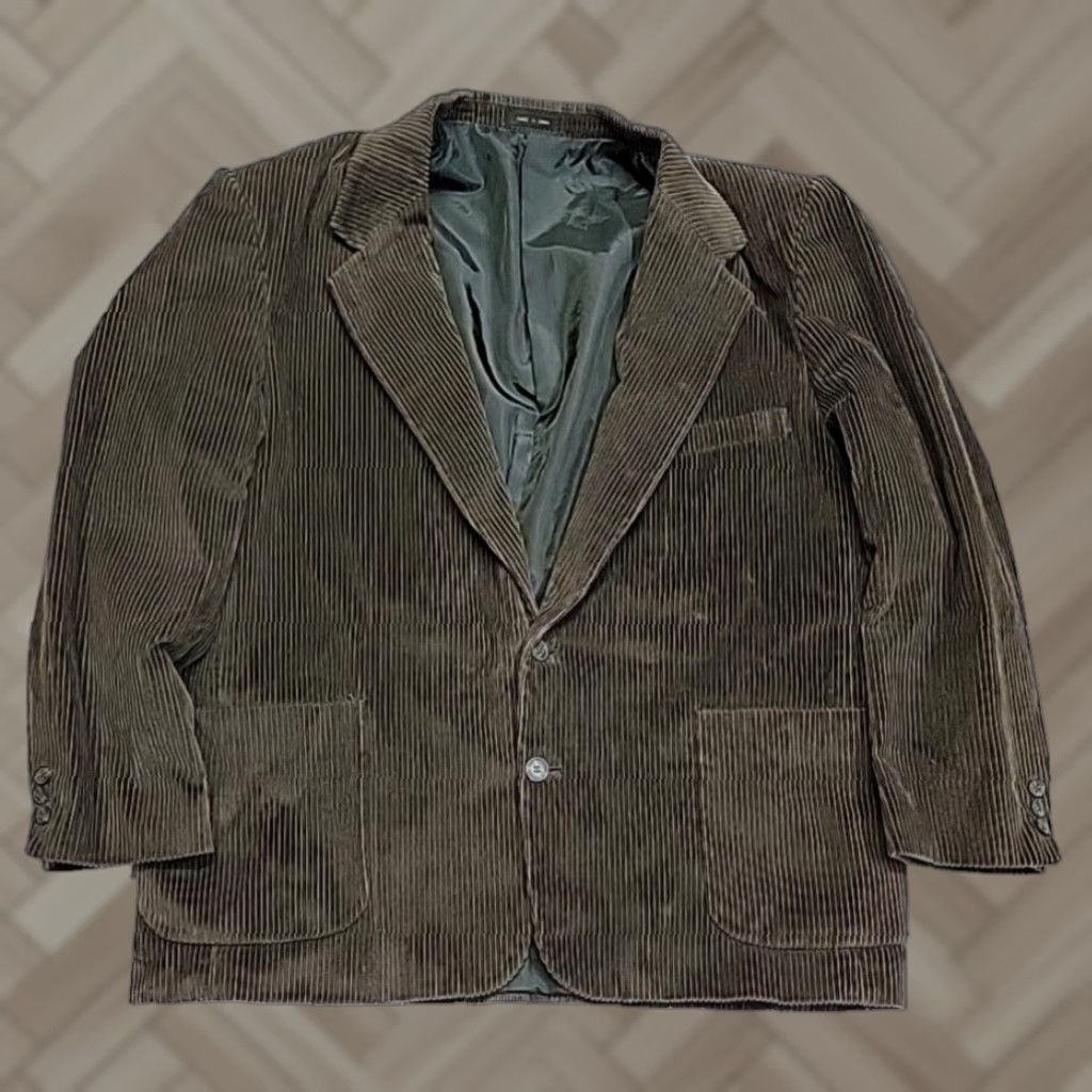VINTAGE Members Only Corduroy Blazer Jacket Mens 46R Green Two