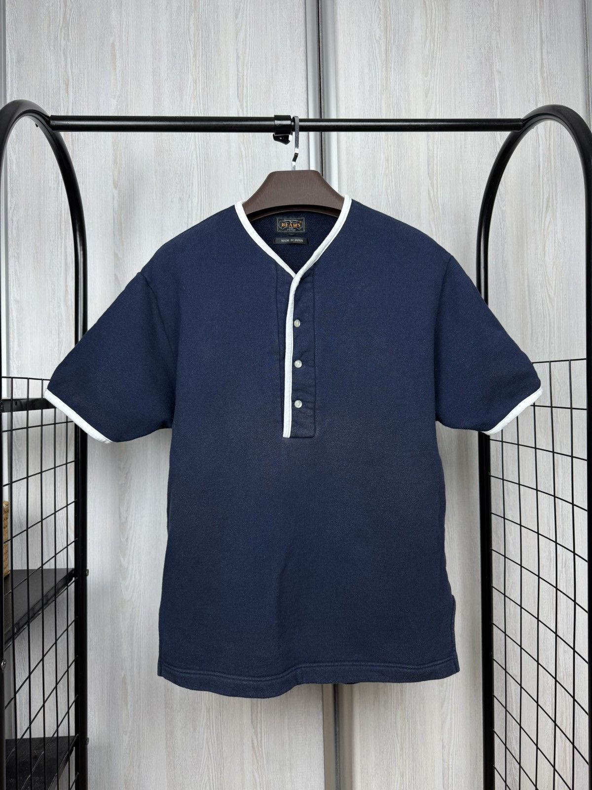 Beams Japan Beams made in Japan blue terry Henley faded tee shirt Size US M / EU 48-50 / 2 - 2 Thumbnail