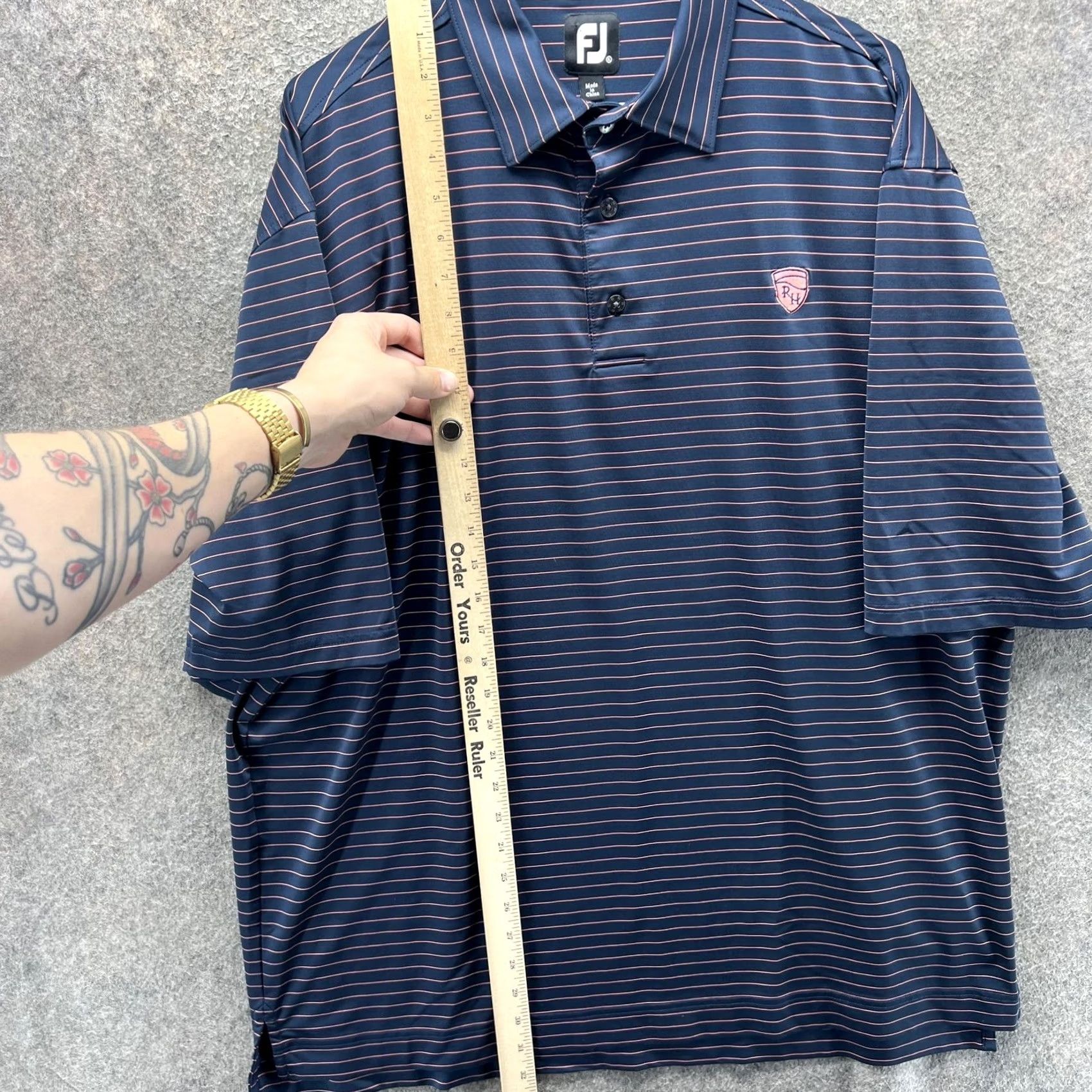 Footjoy FootJoy Polo Shirt Mens XL Navy Pink Stripe Short Sleeve Golf Performance Shirt Size US XL / EU 56 / 4 - 3 Thumbnail