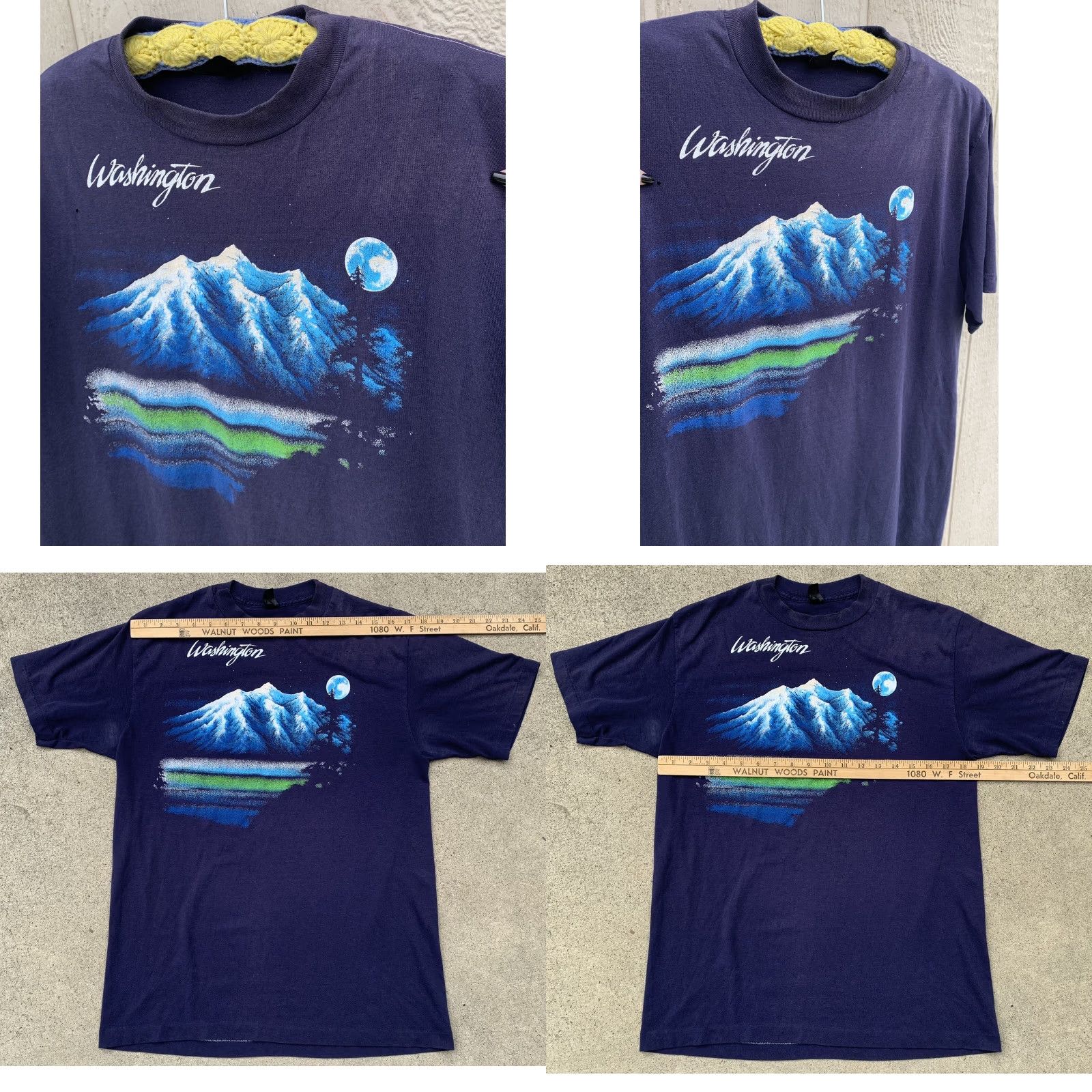 Anvil VINTAGE Washington T-Shirt Mountain Moon Graphics XL 70s 1970s 80s Anvil Mens Graphic Print Short Sleeve Crew Neck Blue US Made Size XL Size US XL / EU 56 / 4 - 8 Thumbnail