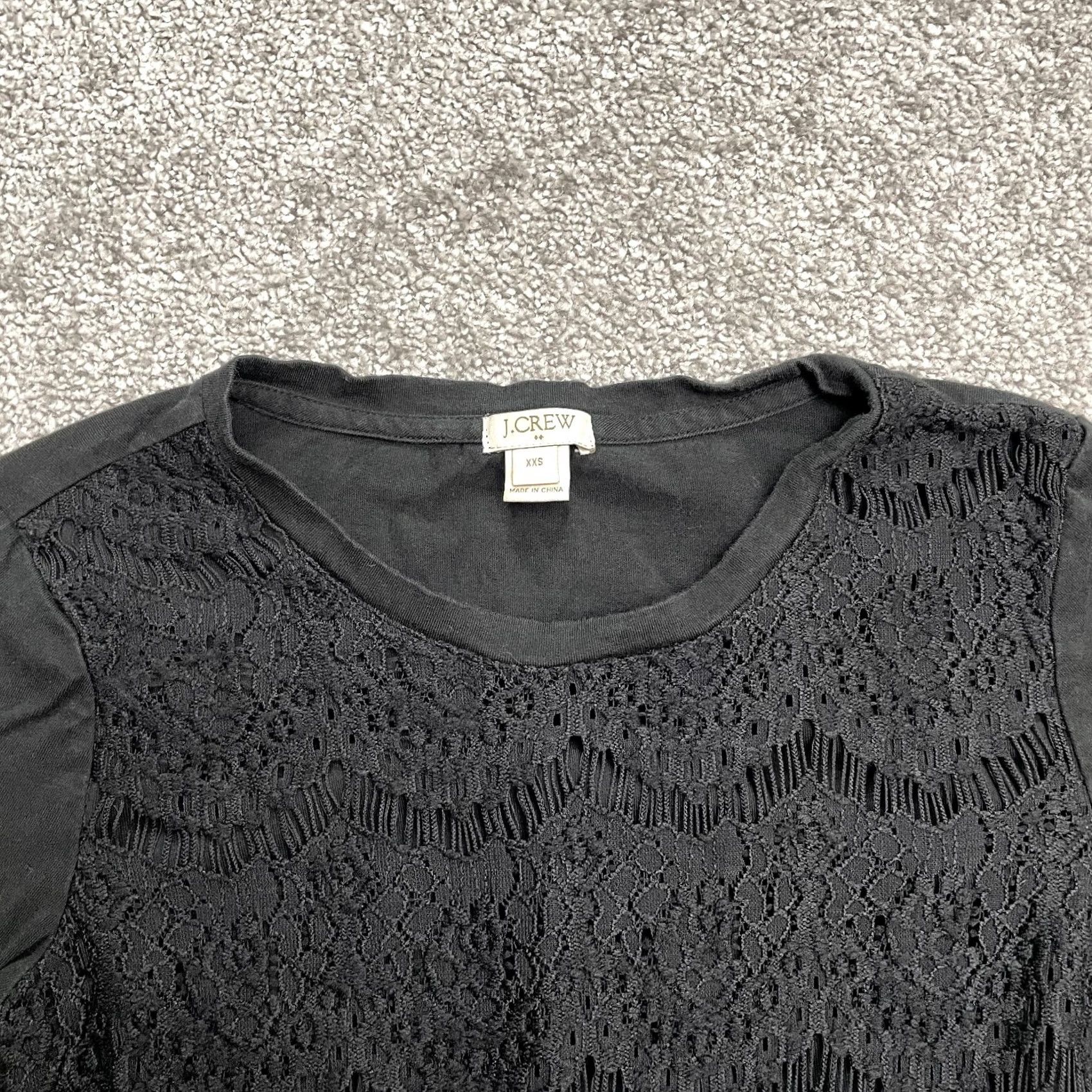 J.Crew J.CREW Lace Crochet Overlay Blouse Womens XXS Black Long Sleeve Casual Blouse Size XXS / US 00 / IT 34 - 3 Thumbnail