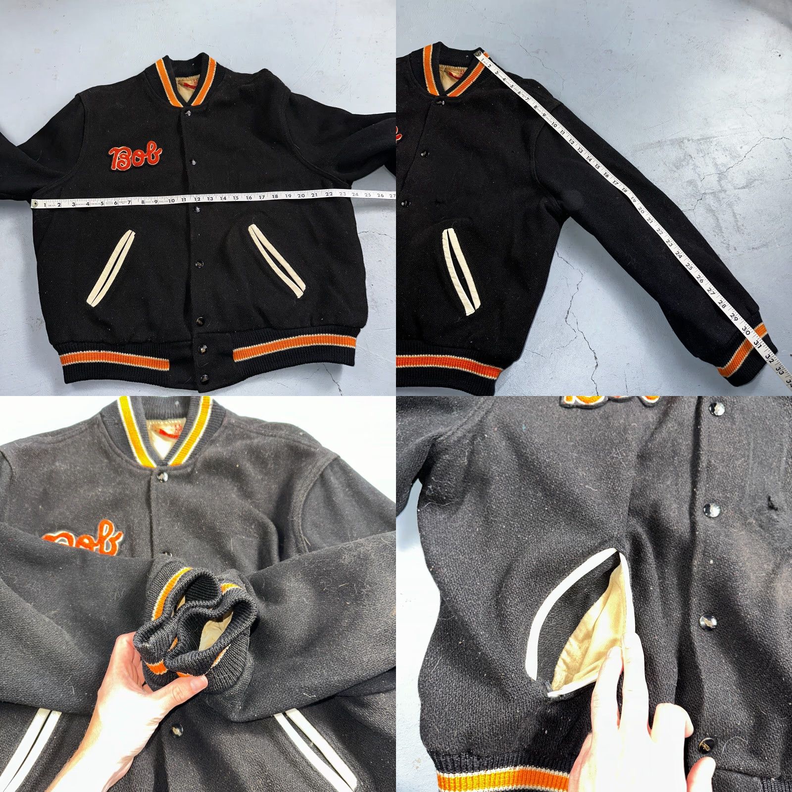 Vintage VINTAGE Bill Beard Varsity Jacket Leather Letterman 60s Men L Black Wool Polyester 80s Preppy Pockets Size US L / EU 52-54 / 3 - 9 Thumbnail