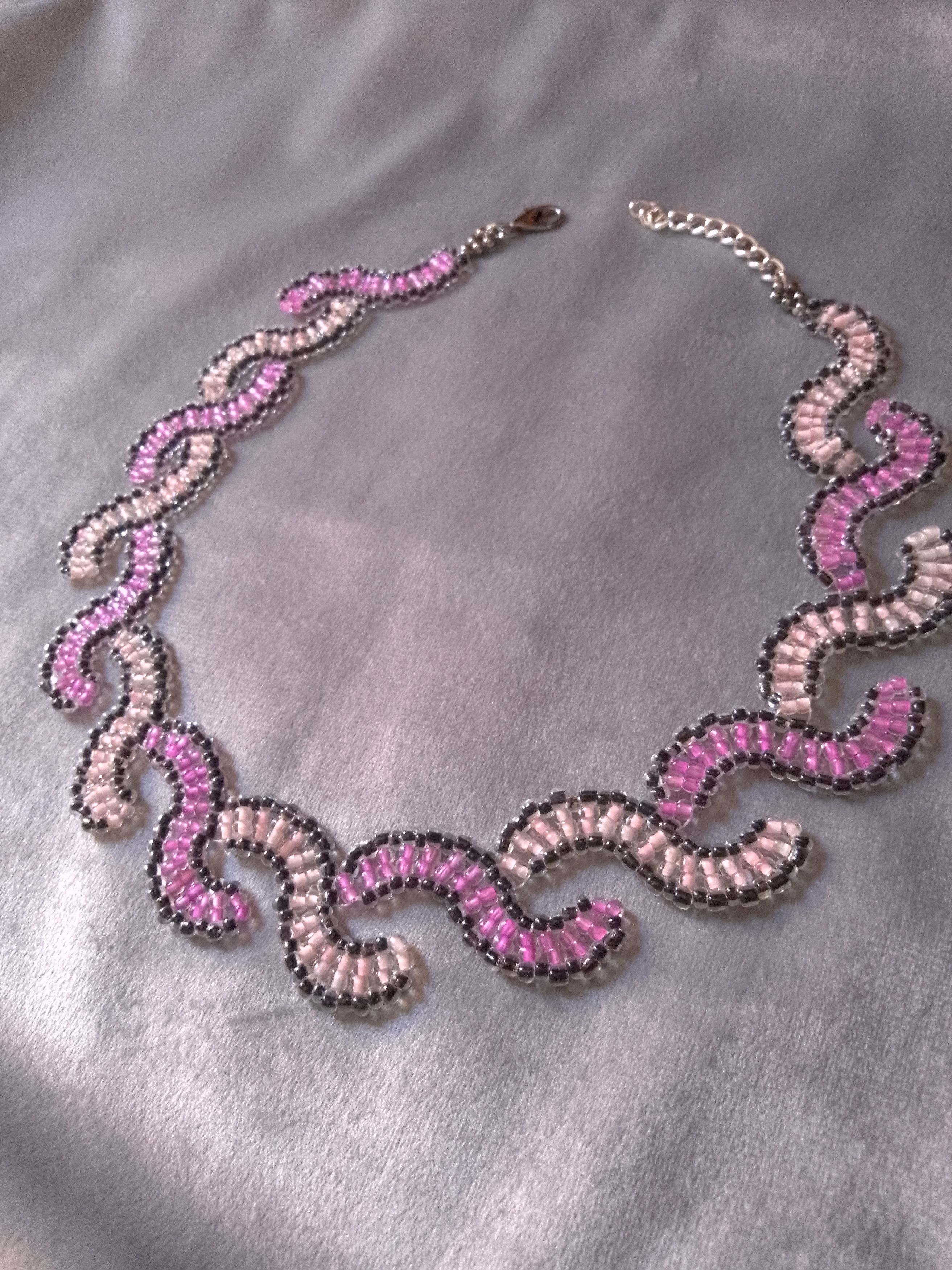 Handmade Necklace braided choker lilac pink super glamour Size ONE SIZE - 1 Thumbnail