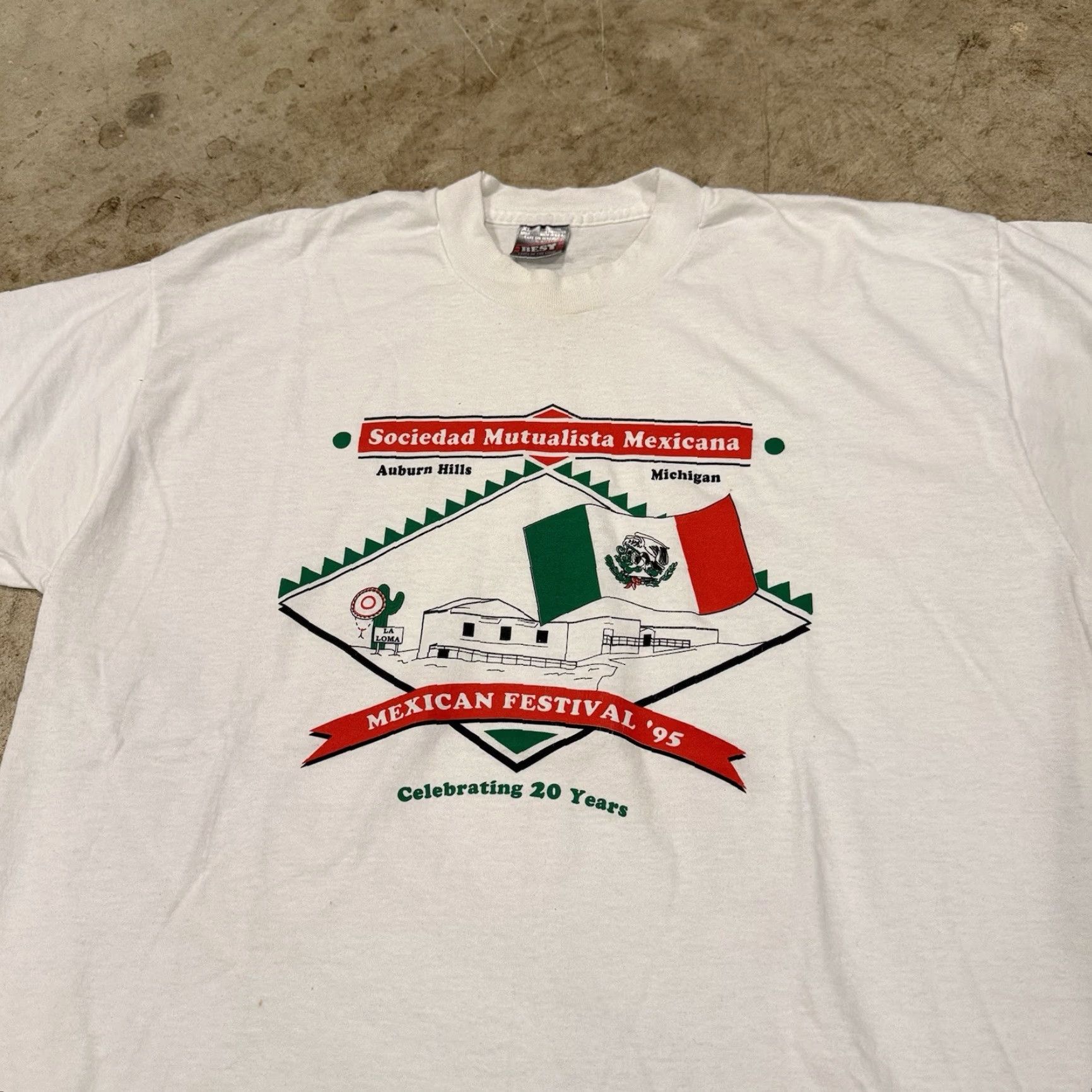 Fruit Of The Loom VINTAGE 90s Michigan Mexican Festival Fruit of the Loom Single Stitch Shirt XL White Mens Size US XL / EU 56 / 4 - 4 Thumbnail