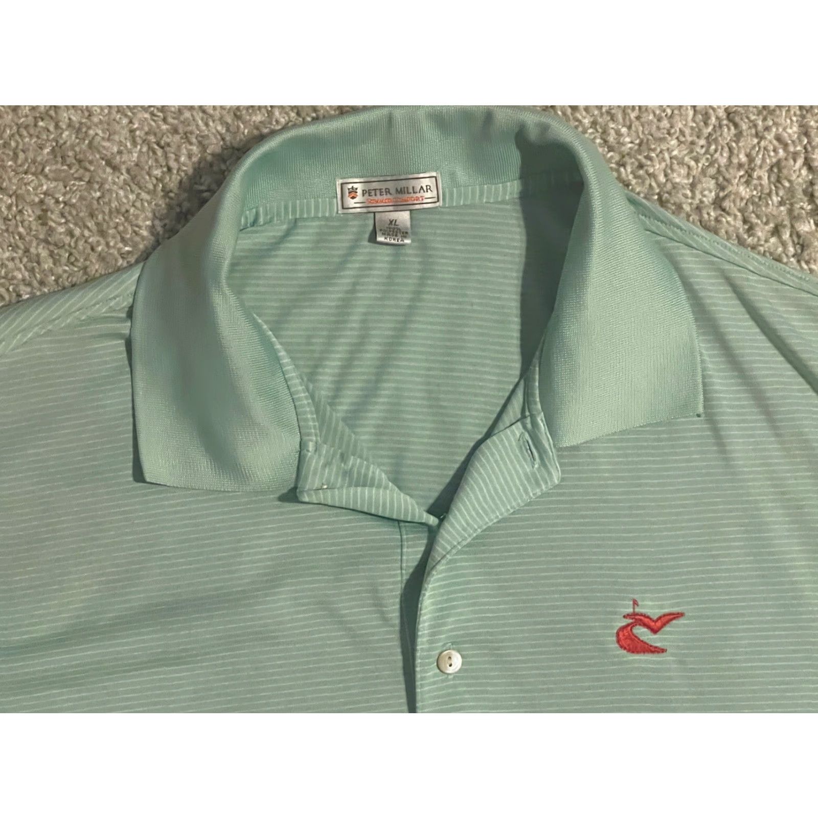 Peter Millar Peter Millar Summer Comfort Green Polo Mens XL Short Sleeve Button Collar Embroidered Logo Golf Casual Size US XL / EU 56 / 4 - 2 Thumbnail