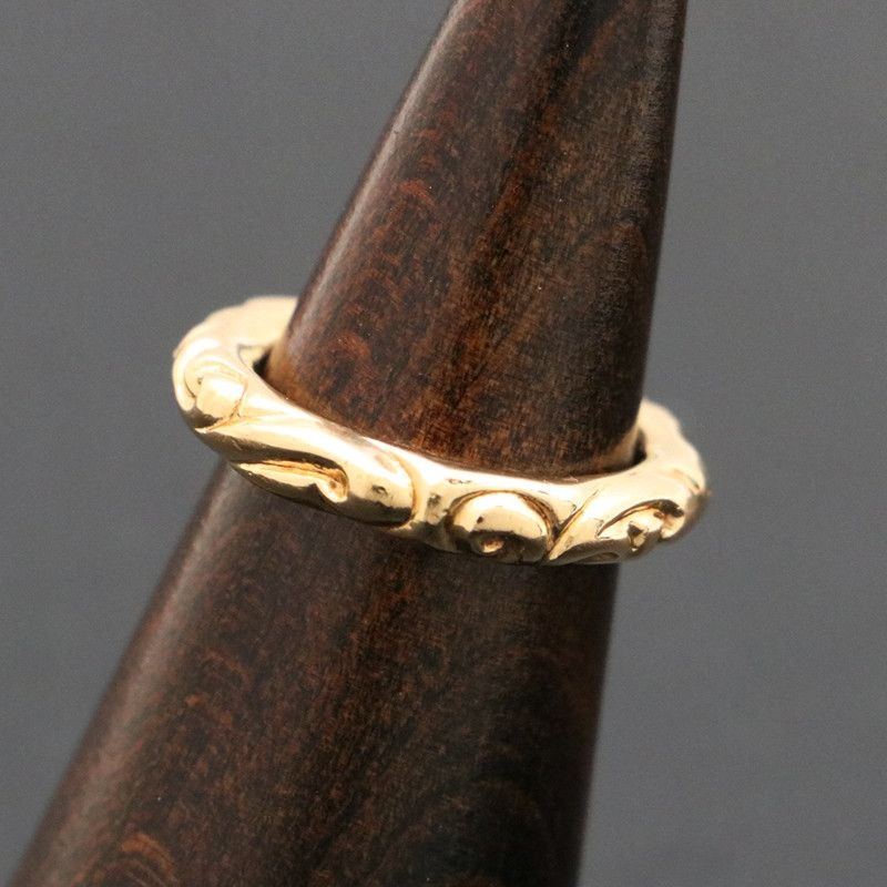 image of Chrome Hearts Gold Scroll Band Ring - Size 9.5, Men's