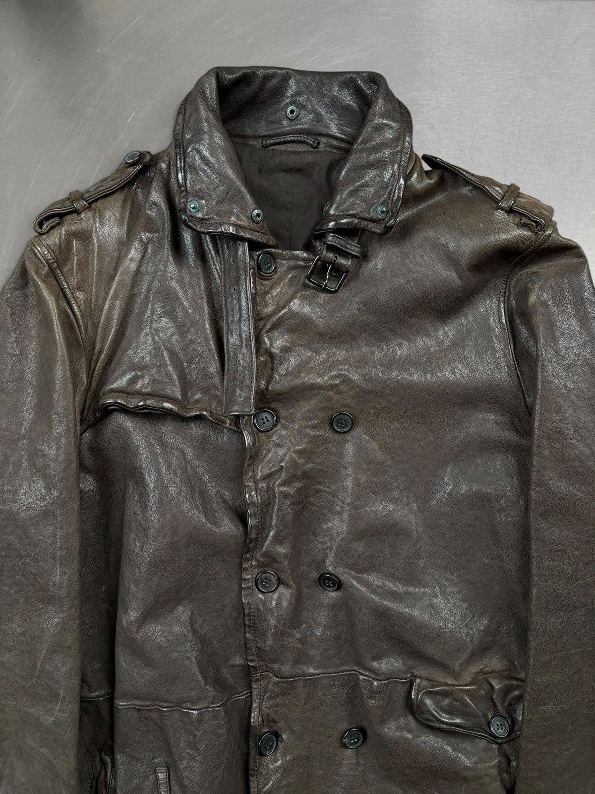 Neil Barrett Neil Barrett leather trench coat in dark brown Size US M / EU 48-50 / 2 - 3 Thumbnail
