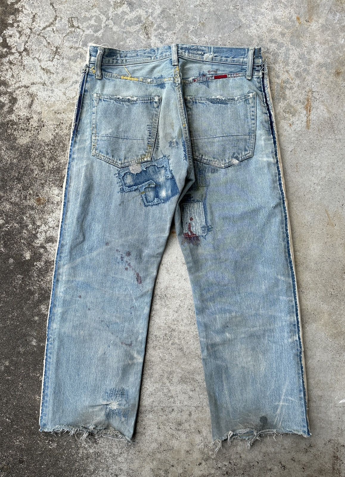 Kapital Kountry Boro Patchwork Denim Track pant Remake Size US 35 - 2 Thumbnail
