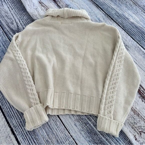 Saks Fifth Avenue Vintage Saks Fifth Avenue Cable Knit 100% Cotton Cream Turtl Size XL / US 12-14 / IT 48-50 - 3 Thumbnail