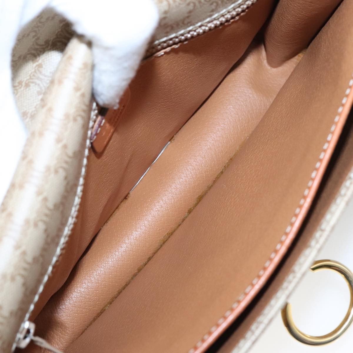 Celine CELINE Macadam Canvas Shoulder Bag Beige Gold Size ONE SIZE - 10 Thumbnail