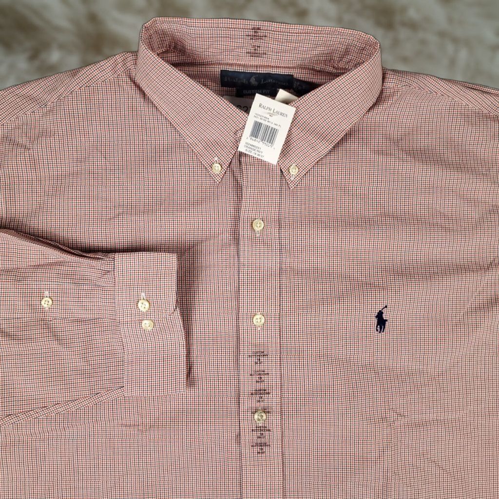 Ralph Lauren Ralph Lauren Shirt Mens 18 Custom Fit Plaid Button Up Long Sleeve Orange Blue Mens Size US XXL / EU 58 / 5 - 1 Thumbnail