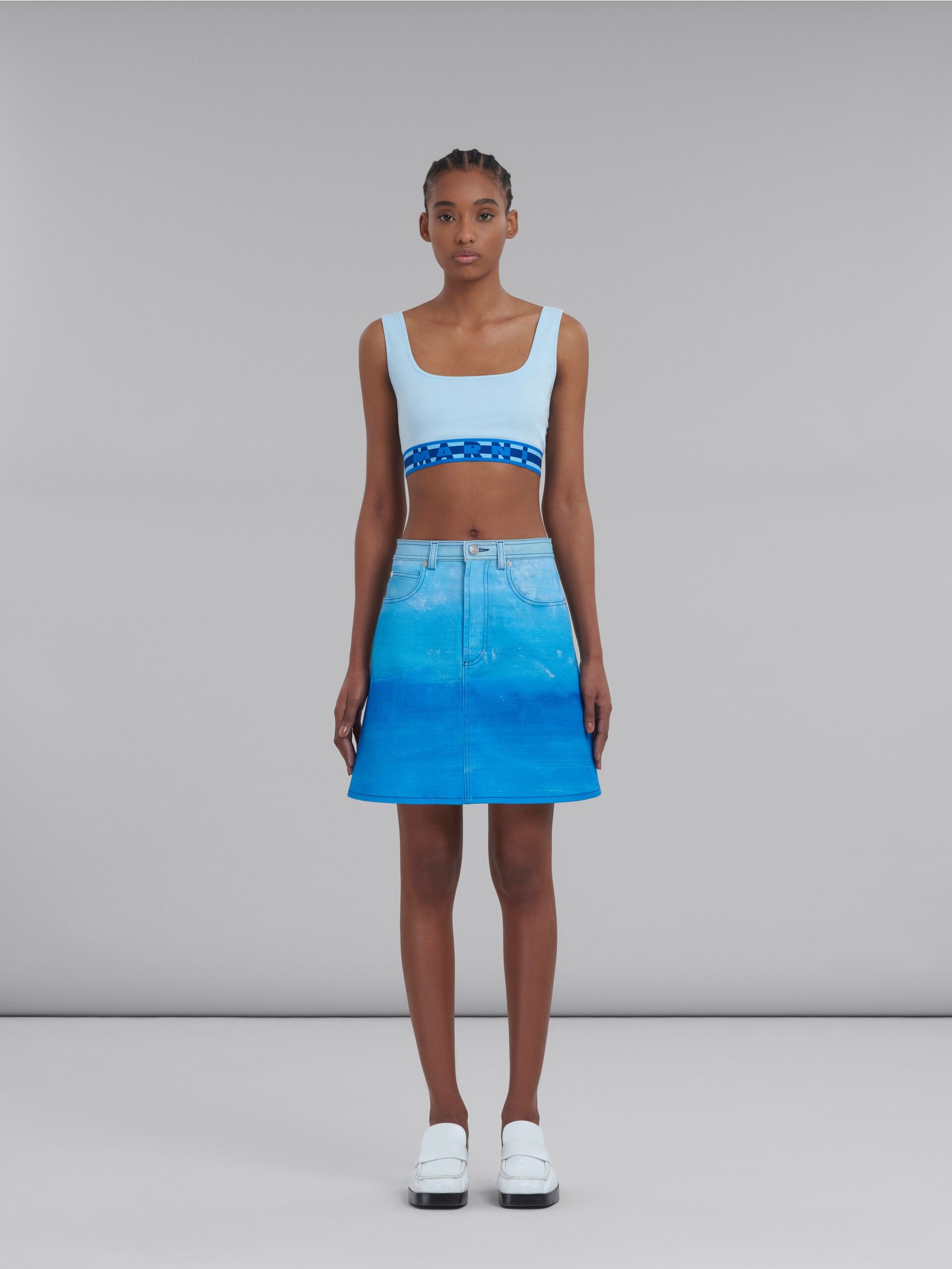 Marni o1y1125 Denim Mini Skirt in Light Blue Size 26" / US 2 / IT 38 - 2 Thumbnail