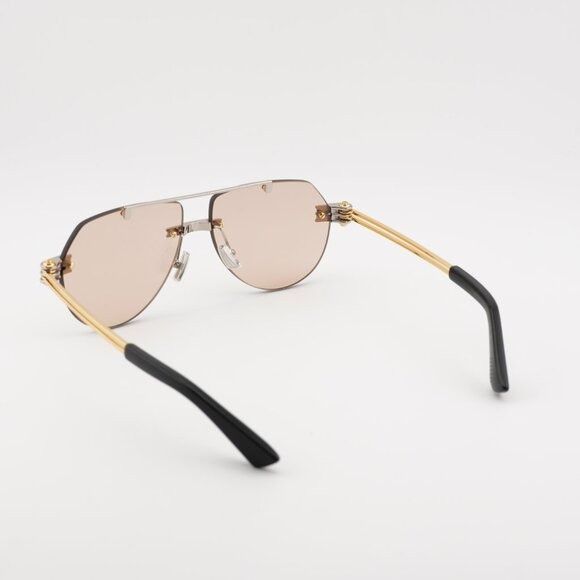 Bottega Veneta Bottega Veneta BV1342S 002 Sunglasses Silver/Gold Aviator Size ONE SIZE - 10 Thumbnail