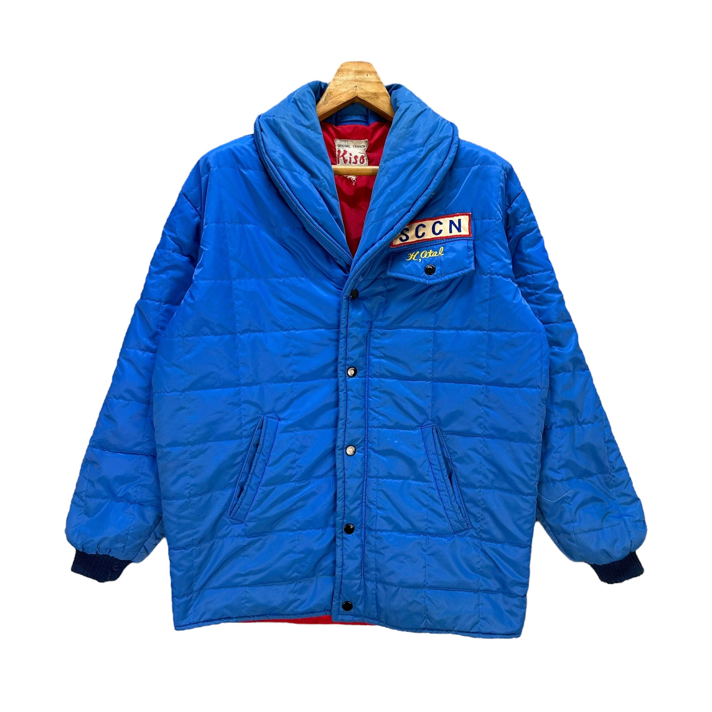 Japanese Brand Vintage 80's Blue Puffer Jacket TEAM SCCN Big Logo #A75-1801 Size US L / EU 52-54 / 3 - 3 Thumbnail