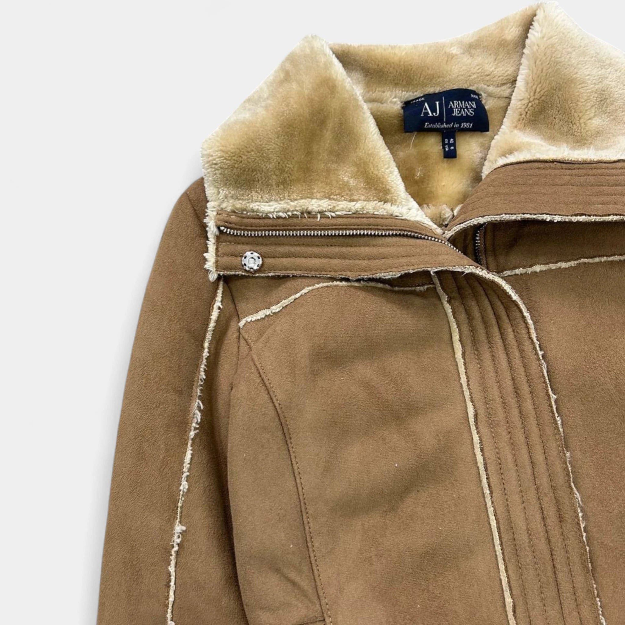 Armani Armani Jeans Suede Shearling Jacket Size S / US 4 / IT 40 - 2 Thumbnail