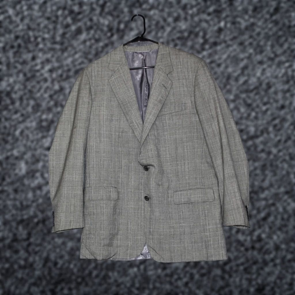 Vintage VINTAGE Hickey Freeman Blazer Jacket Suit Gray Plaid Wool Long Size 42 Men's Size 42R - 1 Thumbnail