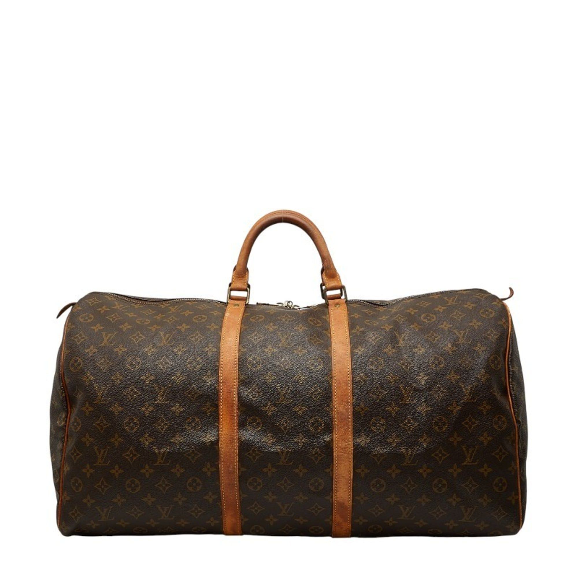 Louis Vuitton Monogram Keepall 60 Boston Bag/Travel Bag M41422 Brown Leather Women's LOUIS VUITTON