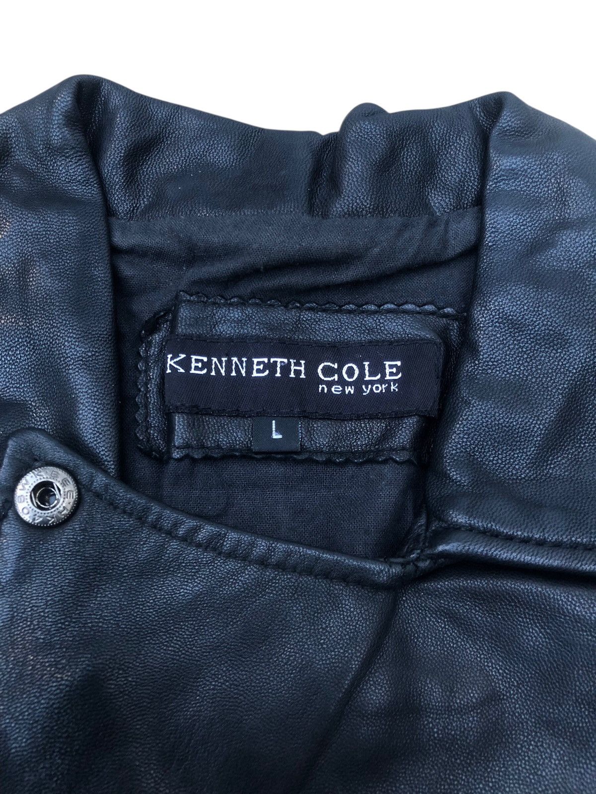 Kenneth Cole 🔥KENNETH COLE Biker Punk Double Collar Leather Jacket Women Size L / US 10 / IT 46 - 7 Thumbnail