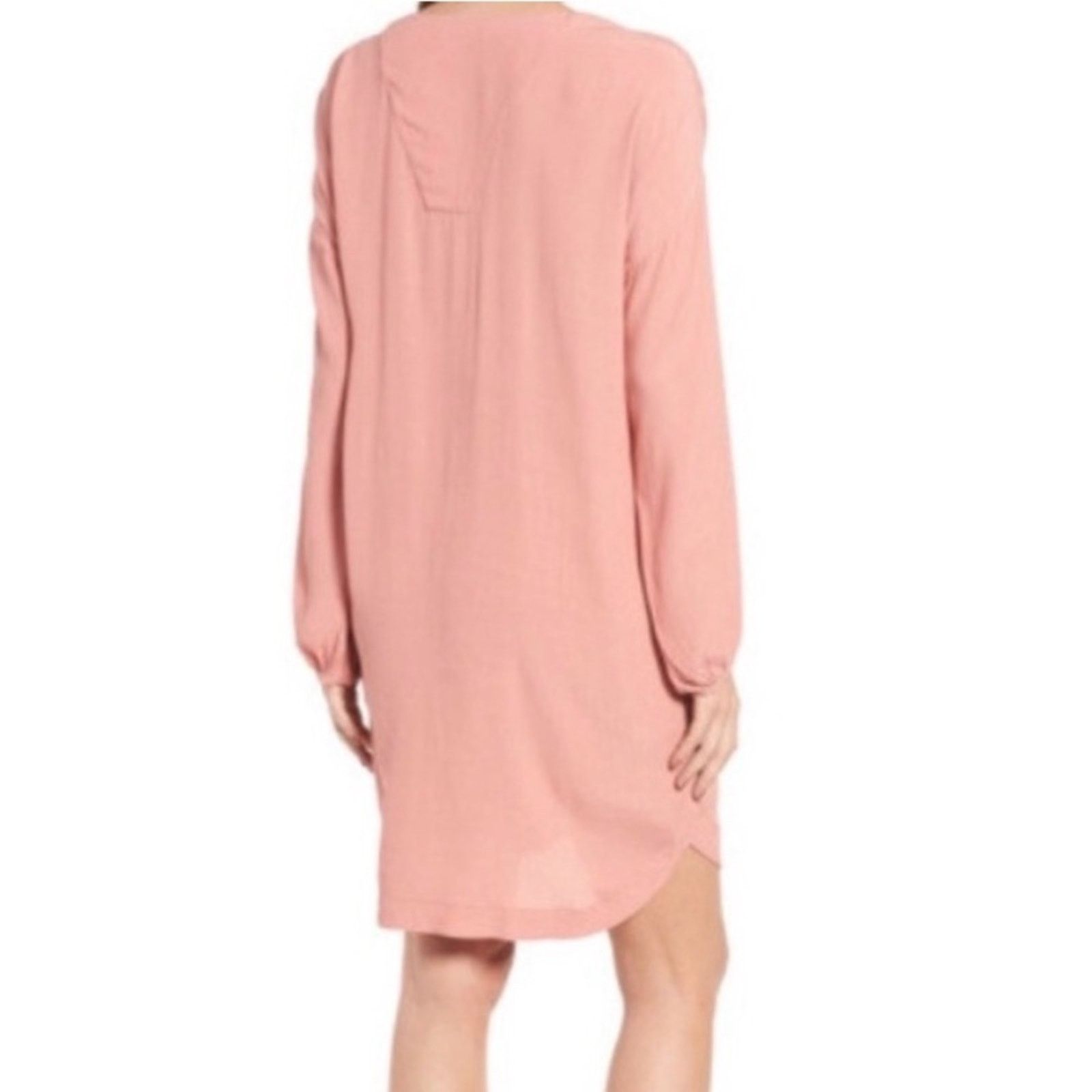 Madewell Madewell Pink Long Sleeve Shift Dress Knee Length Solid EUC Size S / US 4 / IT 40 - 2 Thumbnail
