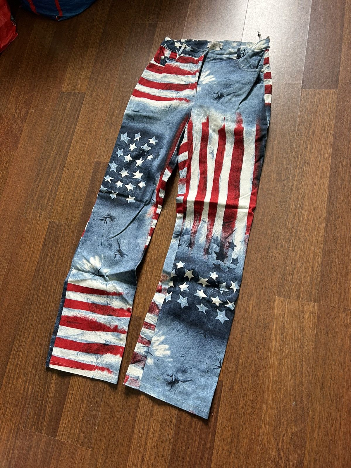 Japanese Brand Vintage American Flag Overprinted Women Jeans Streetwear Y2K Size 30" / US 8 / IT 44 - 2 Thumbnail
