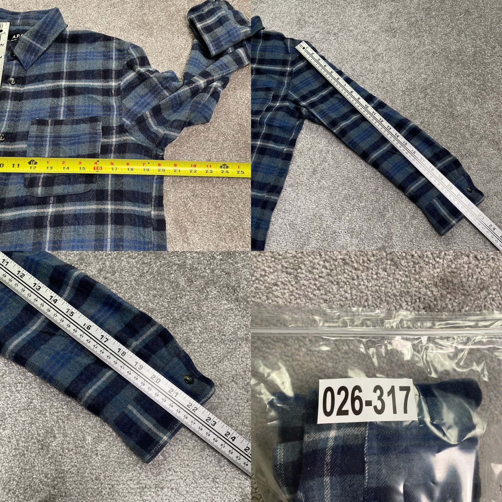A.P.C. A.P.C. Wool Flannel Shirt Womens Small Blue Plaid Long Sleeve Button Down Casual Size S / US 4 / IT 40 - 9 Thumbnail