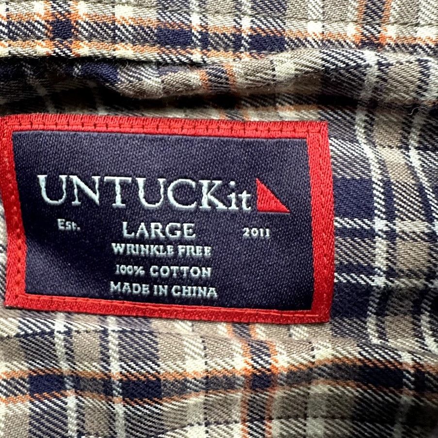 UNTUCKit UNTUCKit Marchesi Wrinkle Free Plaid Button Shirt Men L Gray Size US L / EU 52-54 / 3 - 3 Thumbnail