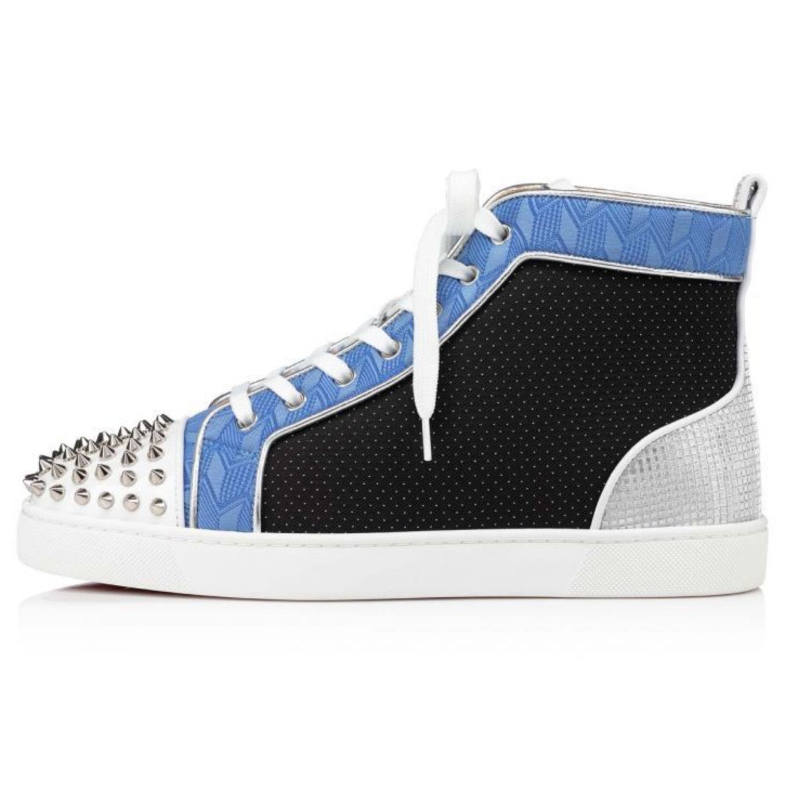 Christian Louboutin Christian Louboutin Lou Spikes Orlato Flat White Blue Size US 8 / EU 41 - 3 Thumbnail