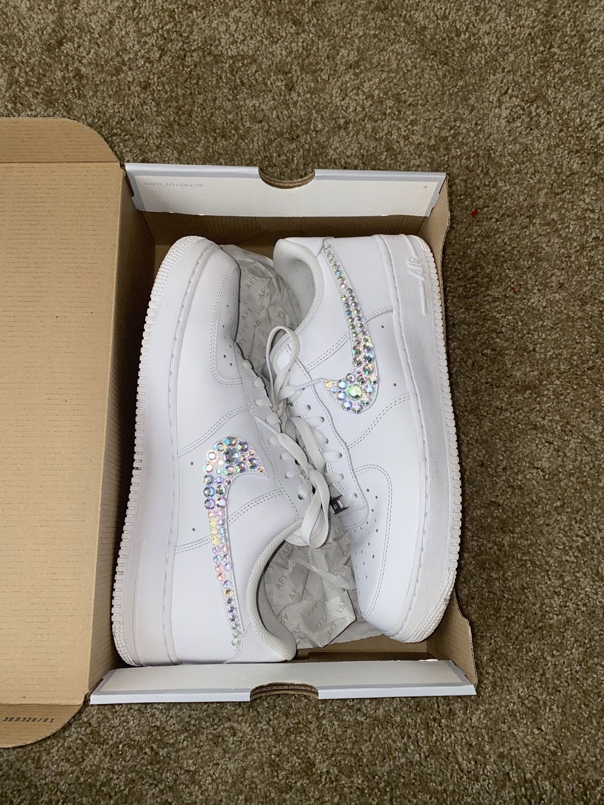 image of Hellbound X Tlive “Multiply” Crystal Air Force 1’S Shoes in White, Men's (Size 12)