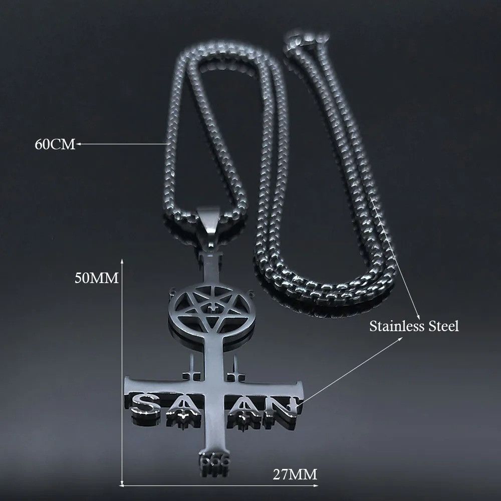 Jewelry Satan Inverted Cross Necklace Size ONE SIZE - 4 Thumbnail