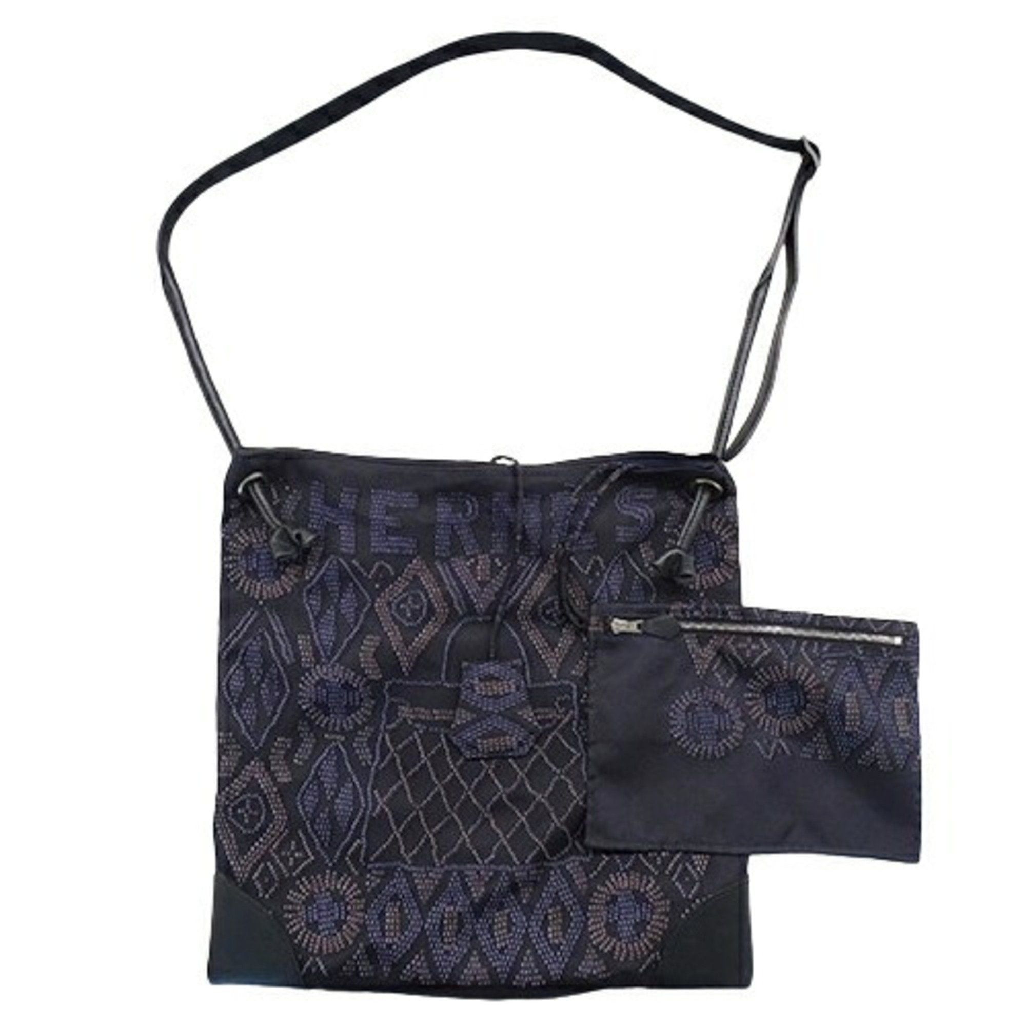 image of Hermes Bag Ladies Brand Shoulder Silky City Pm Kelly Enperle Silk Vaux Balenia Black Navy N, Women'